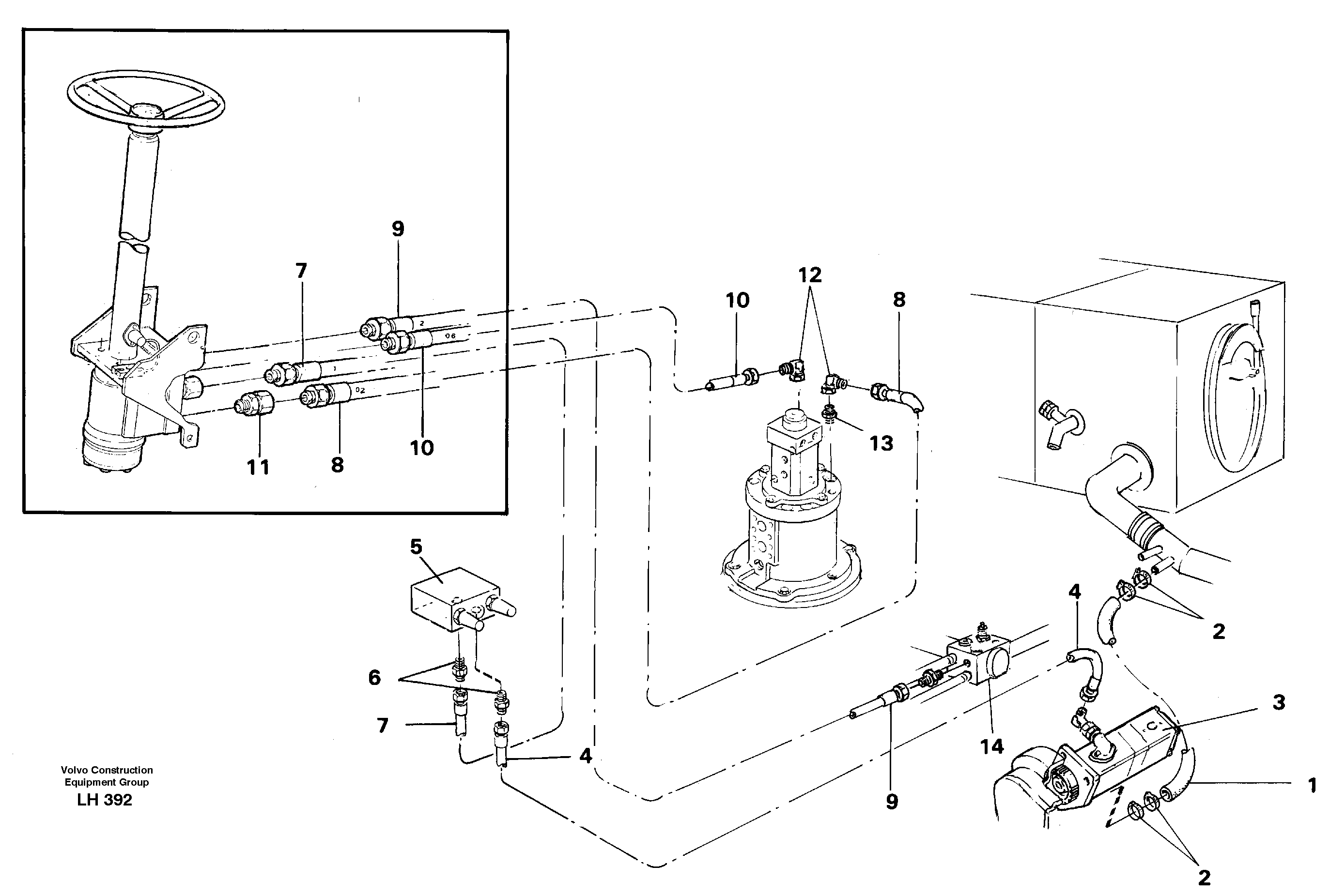Схема запчастей Volvo EW230B - 83878 Рулевая система EW230B SER NO 1736-