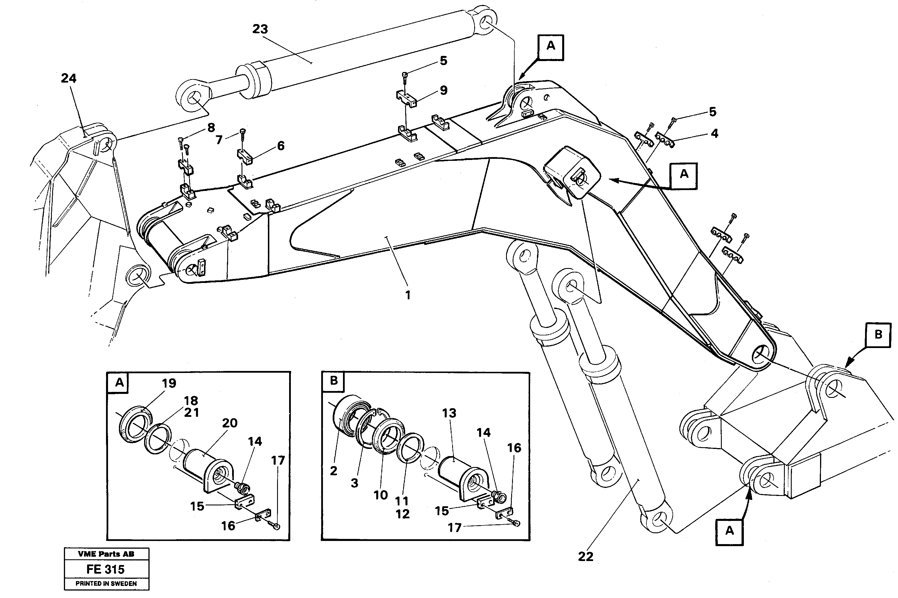 Схема запчастей Volvo EC620 - 26155 Backhoe boom, Mass Excavation incl. attachements EC620 ?KERMAN ?KERMAN EC620 SER NO - 445