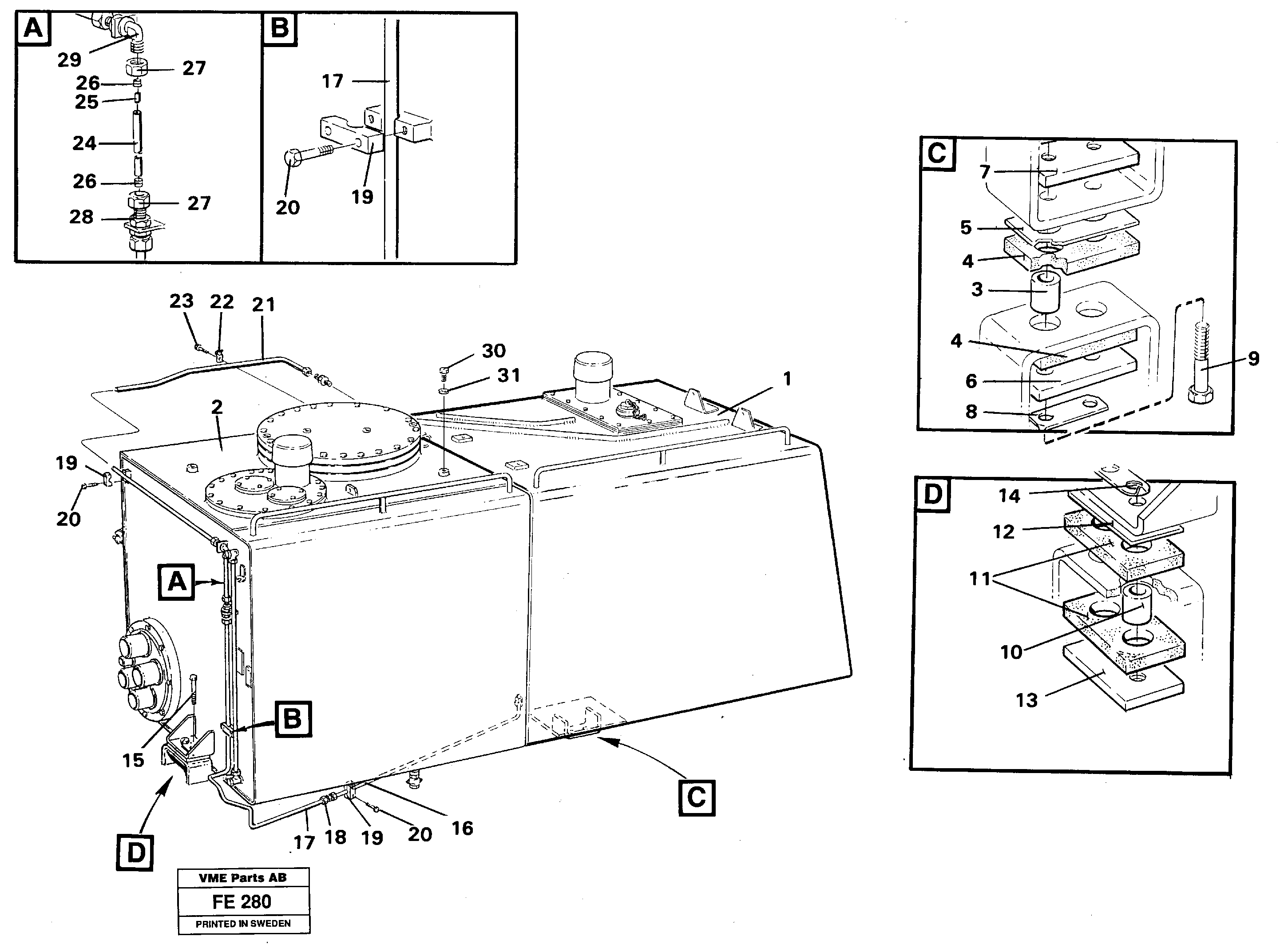 Схема запчастей Volvo EC620 - 34303 Fuel tank with fitting parts EC620 ?KERMAN ?KERMAN EC620 SER NO - 445