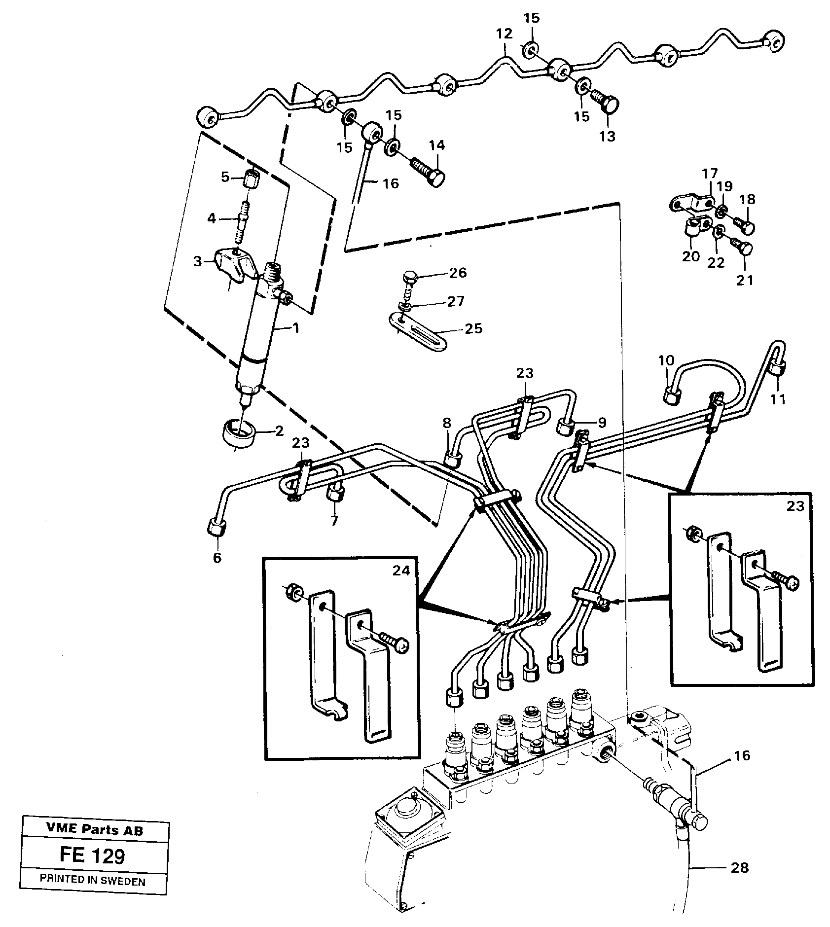 Схема запчастей Volvo EC620 - 61328 Fuel lines, injectors EC620 ?KERMAN ?KERMAN EC620 SER NO - 445