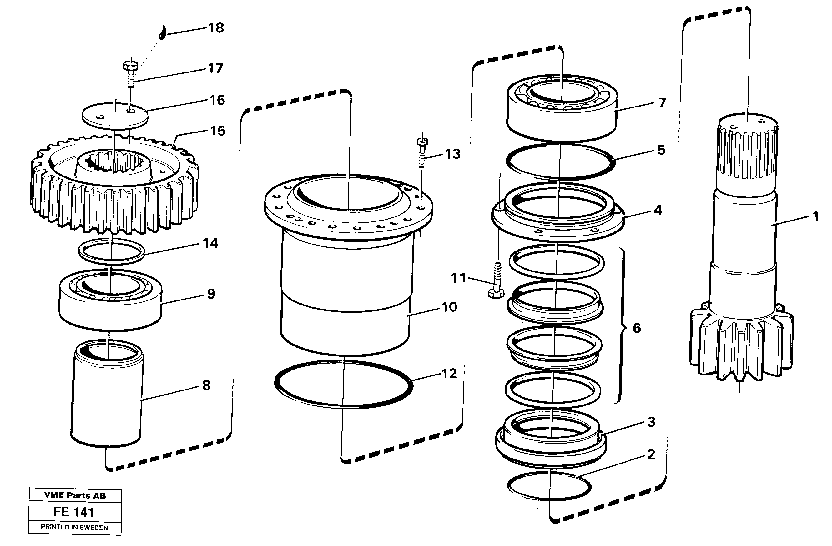 Схема запчастей Volvo EC620 - 34058 Slew drive shaft EC620 ?KERMAN ?KERMAN EC620 SER NO - 445