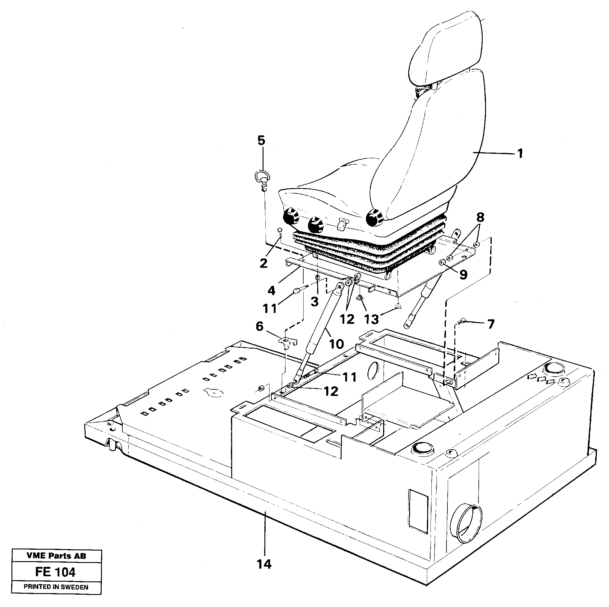 Схема запчастей Volvo EC620 - 33123 Drivers seat with fitting part EC620 ?KERMAN ?KERMAN EC620 SER NO - 445