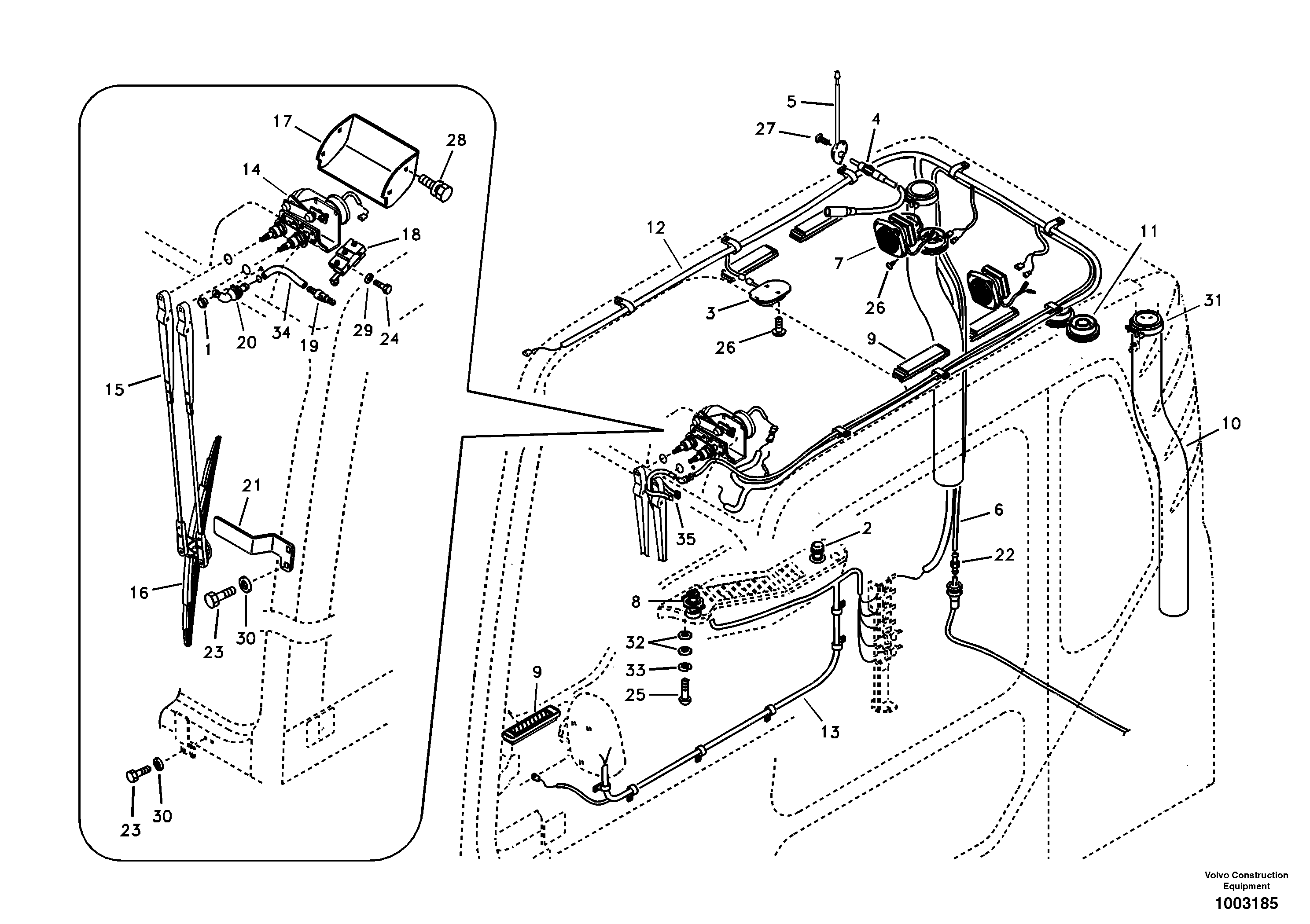 Схема запчастей Volvo EW200B - 100133 Cable harnesses, cab EW200B