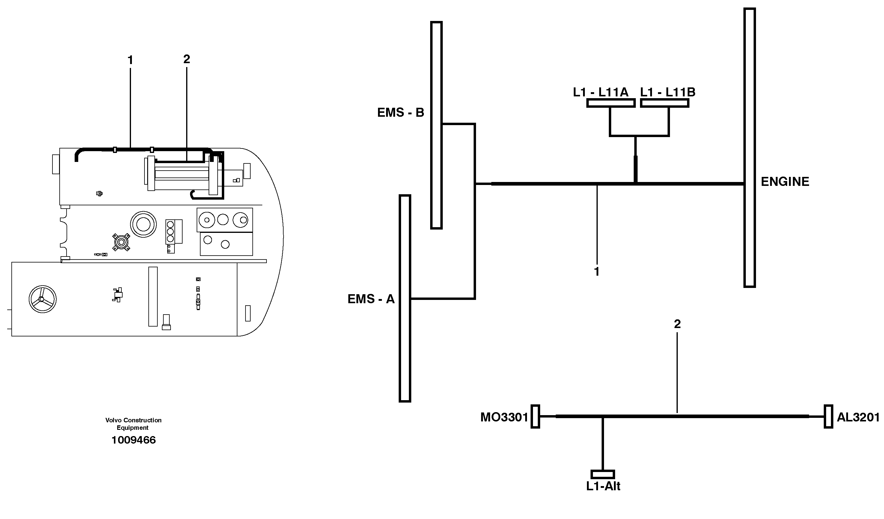 Схема запчастей Volvo EW200B - 23964 Cable harness, L11 E-ECU EW200B