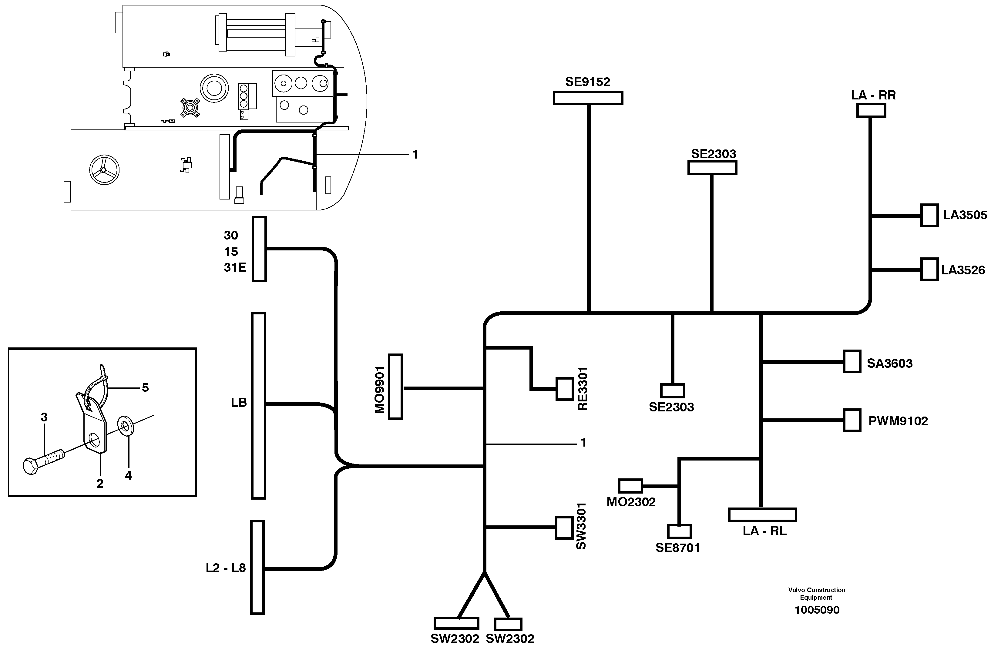 Схема запчастей Volvo EW200B - 31076 Cable harness, L8 EW200B