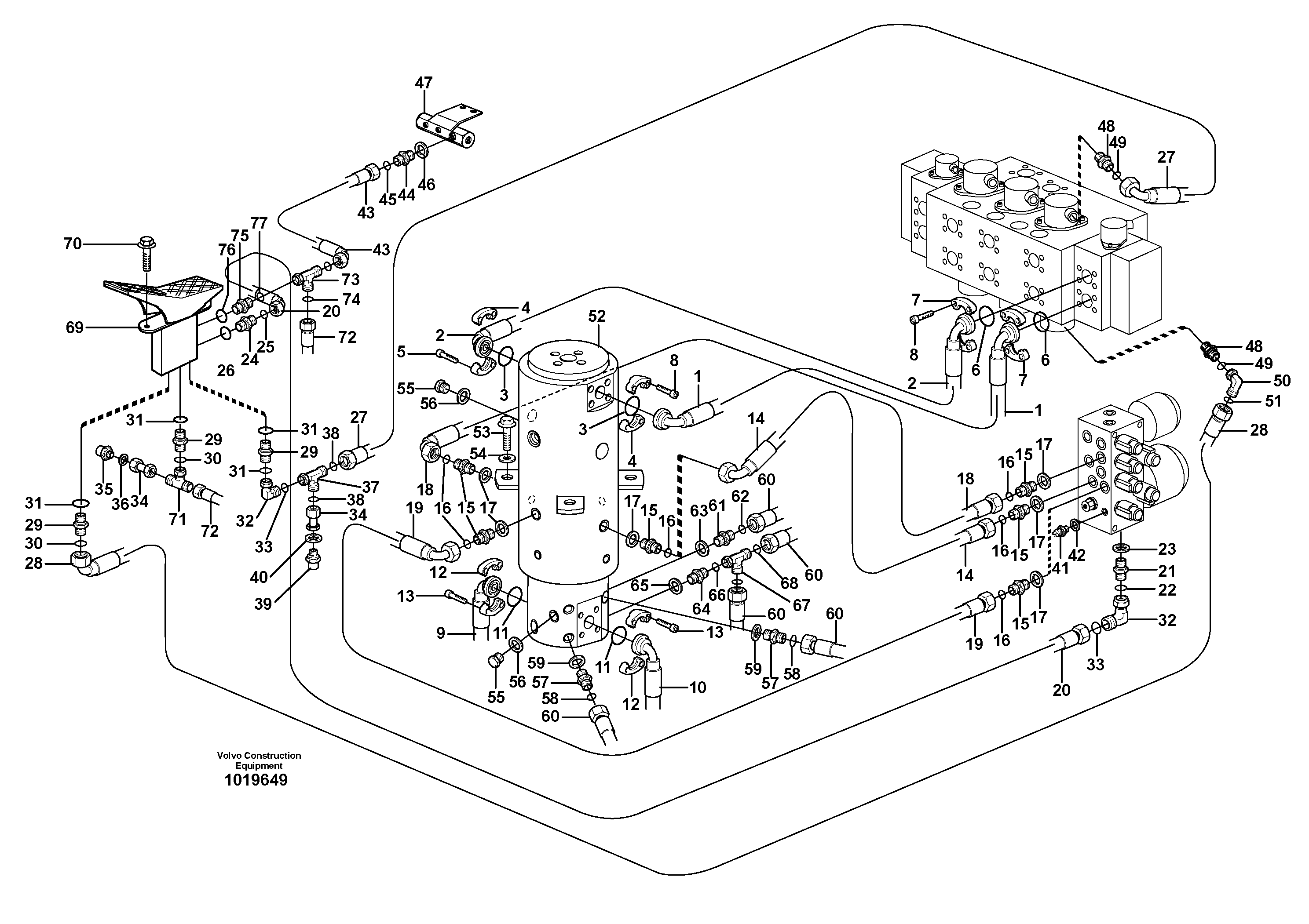 Схема запчастей Volvo EW200B - 7758 Hydraulic system, transport in uppercarrige EW200B