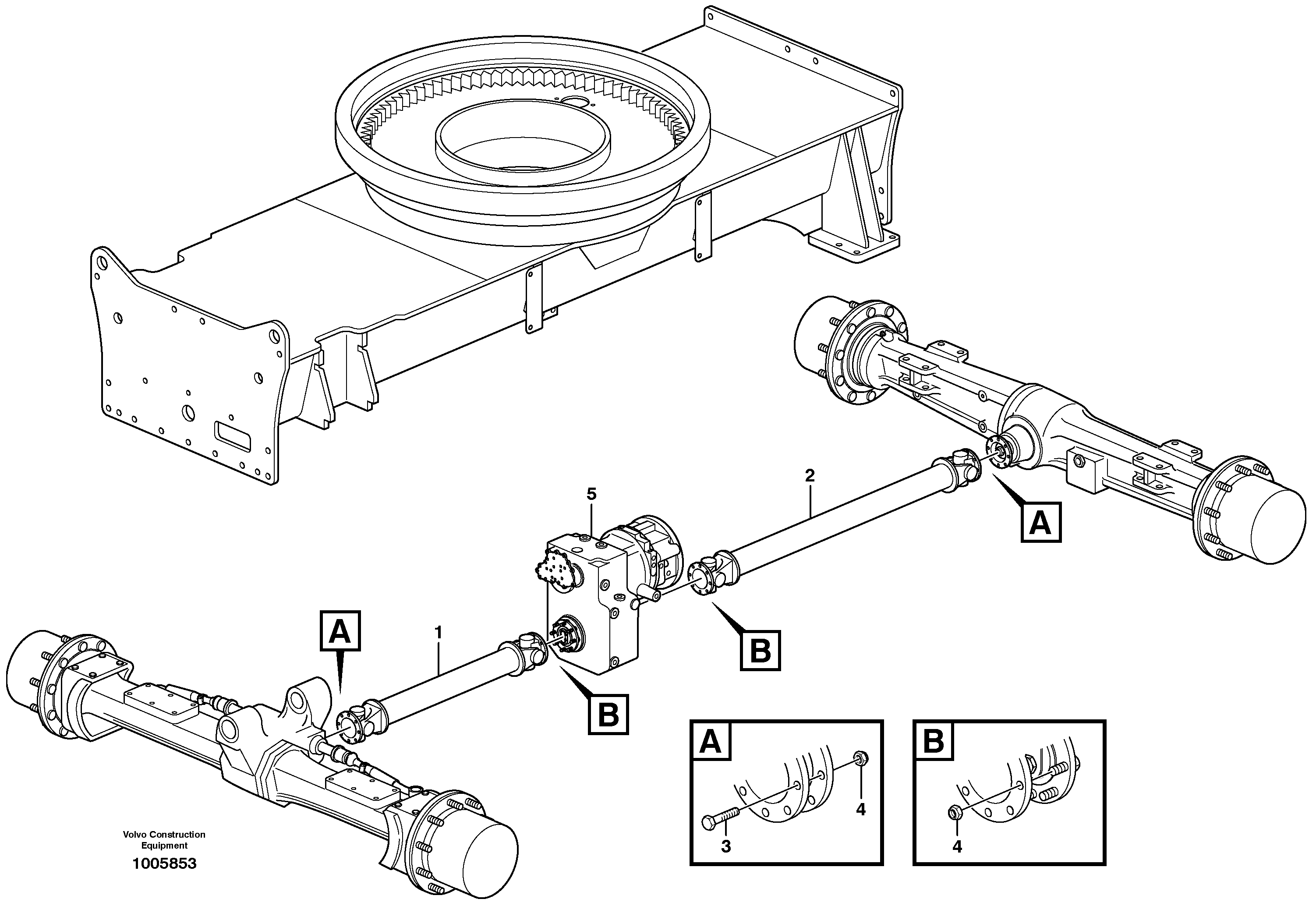 Схема запчастей Volvo EW200B - 6285 Propeller shafts and assembling EW200B