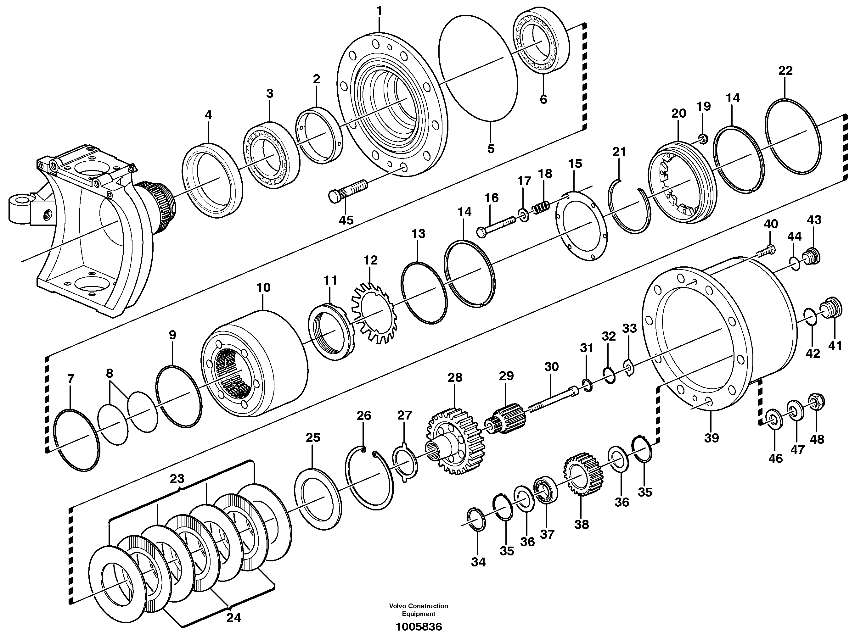 Схема запчастей Volvo EW200B - 18892 Редуктор переднего моста EW200B
