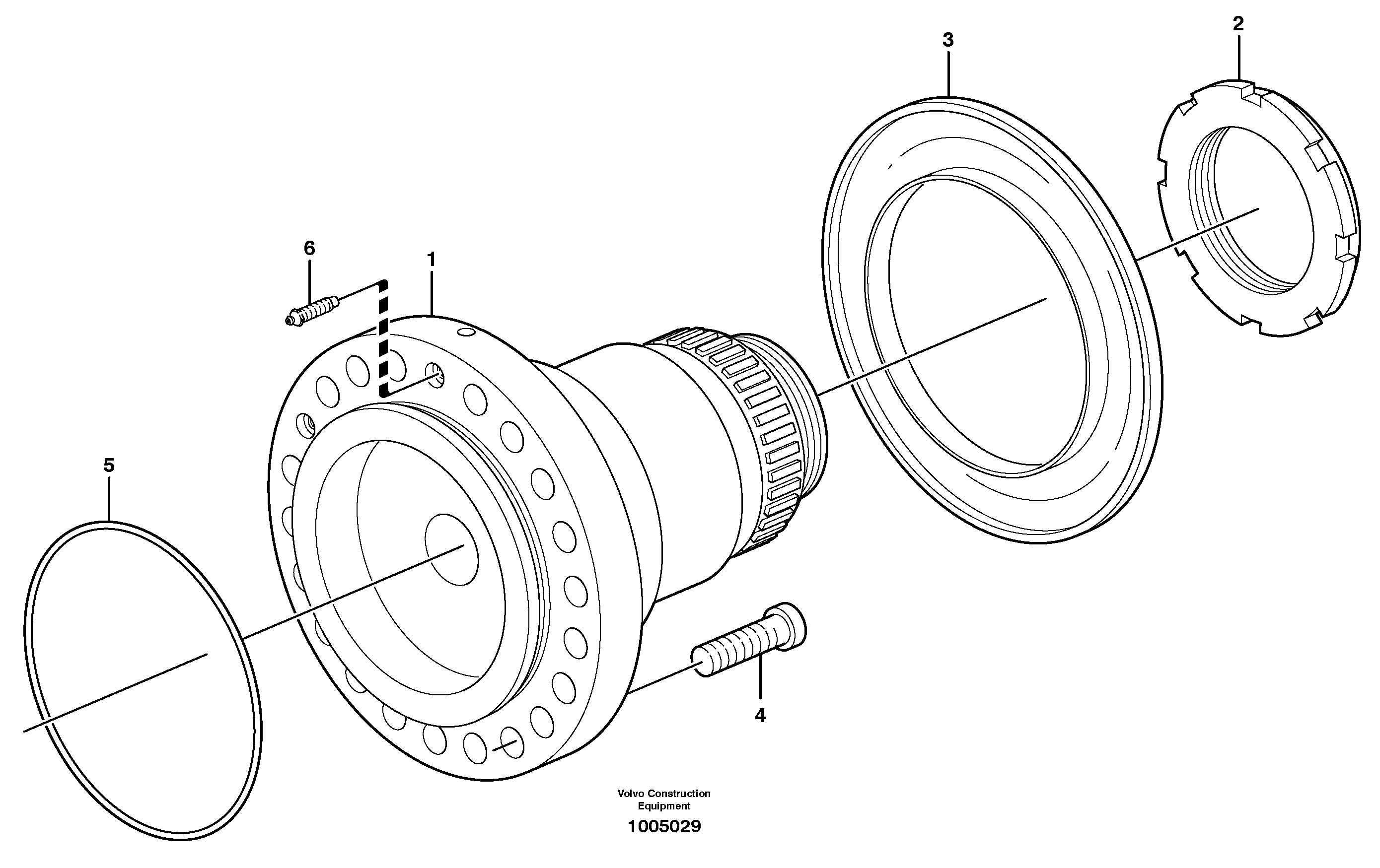 Схема запчастей Volvo EW200B - 6292 Мост задний, опорный вал EW200B