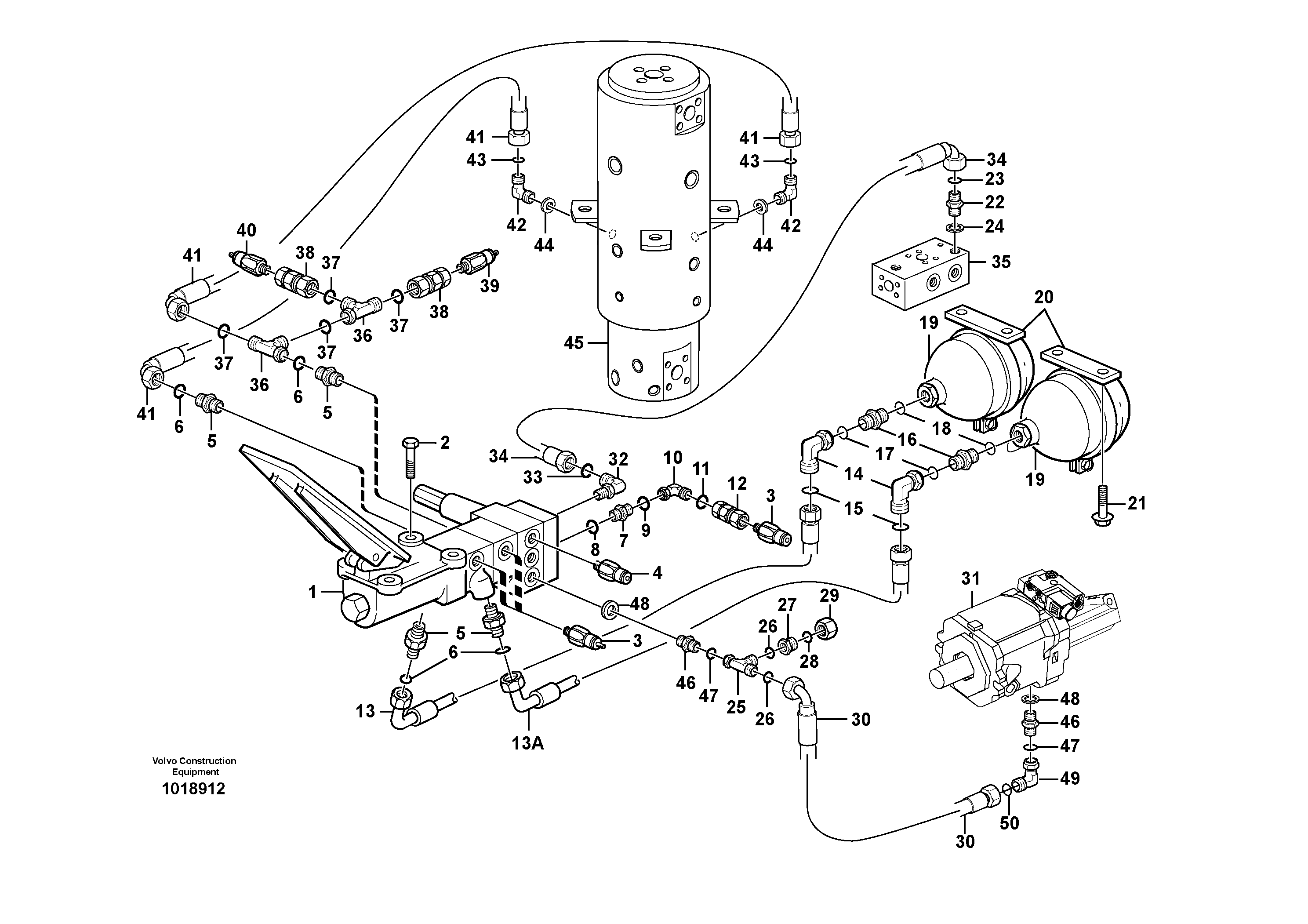 Схема запчастей Volvo EW200B - 105964 Brake system, superstructure EW200B
