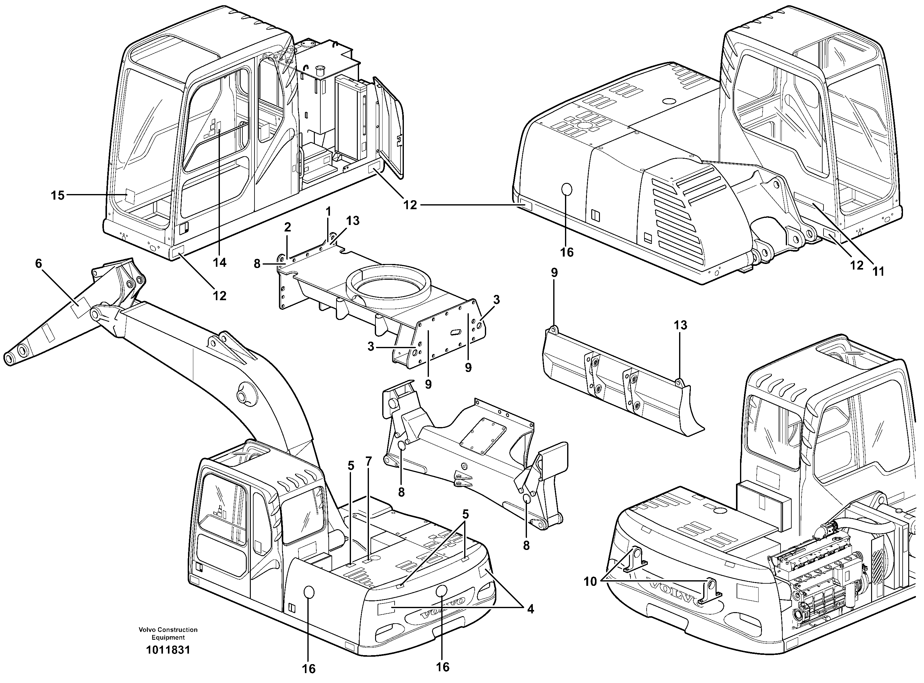 Схема запчастей Volvo EW200B - 11482 Sign plates and transfer,outer location EW200B
