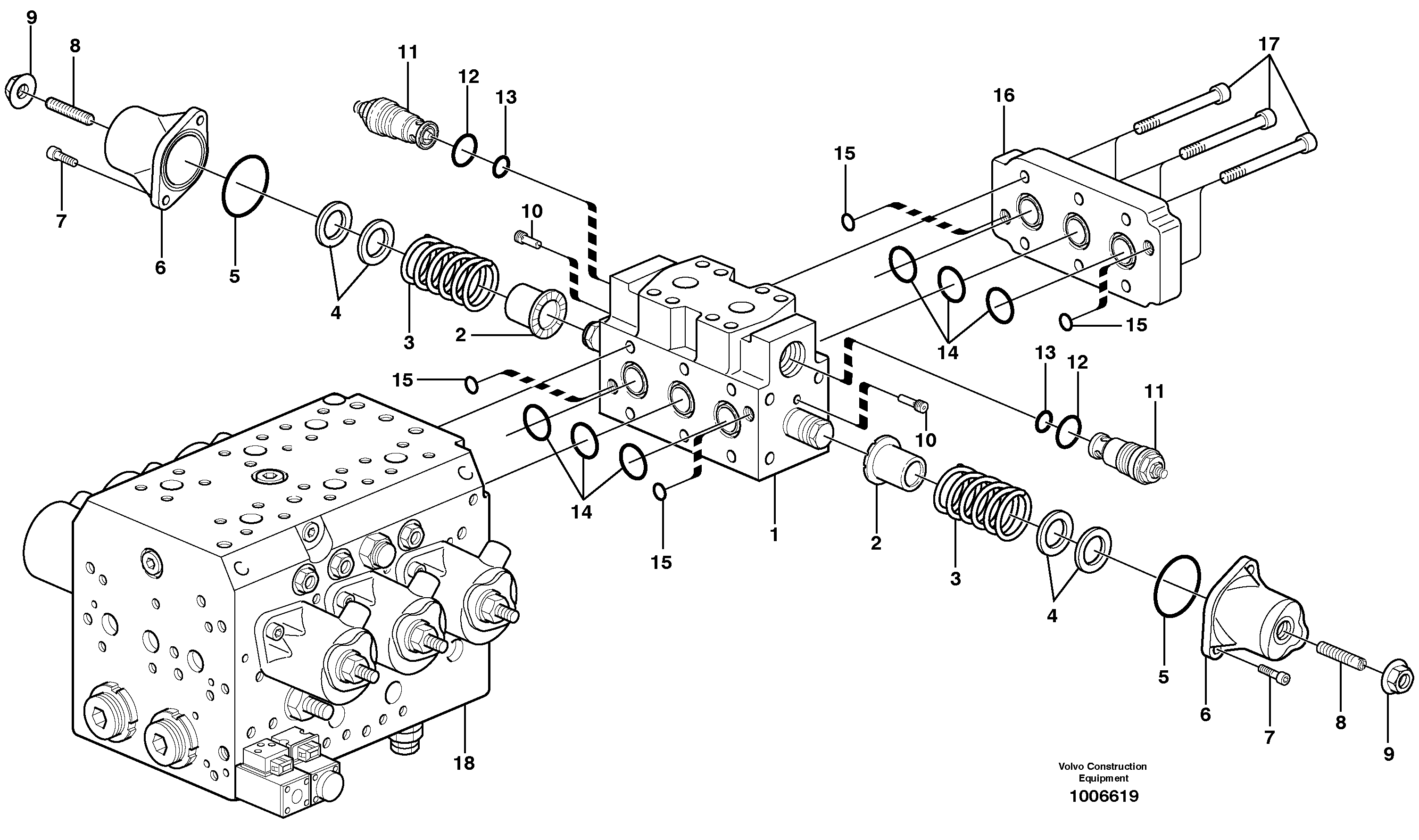 Схема запчастей Volvo EW200B - 7618 Hydraulic valve, X1 EW200B