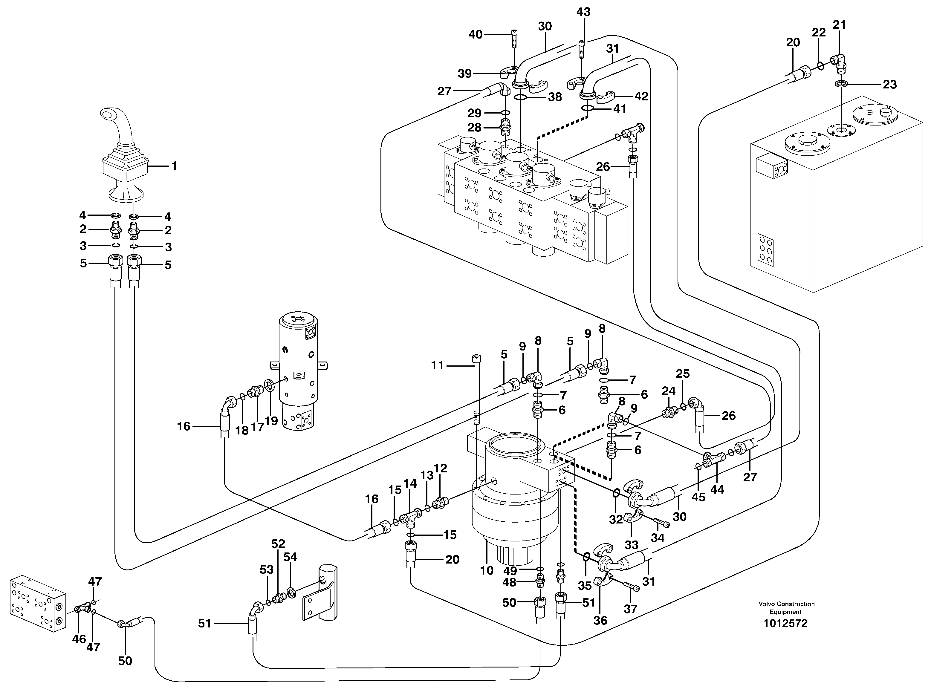 Схема запчастей Volvo EW200B - 106776 Servo hydraulics, Slewing EW200B