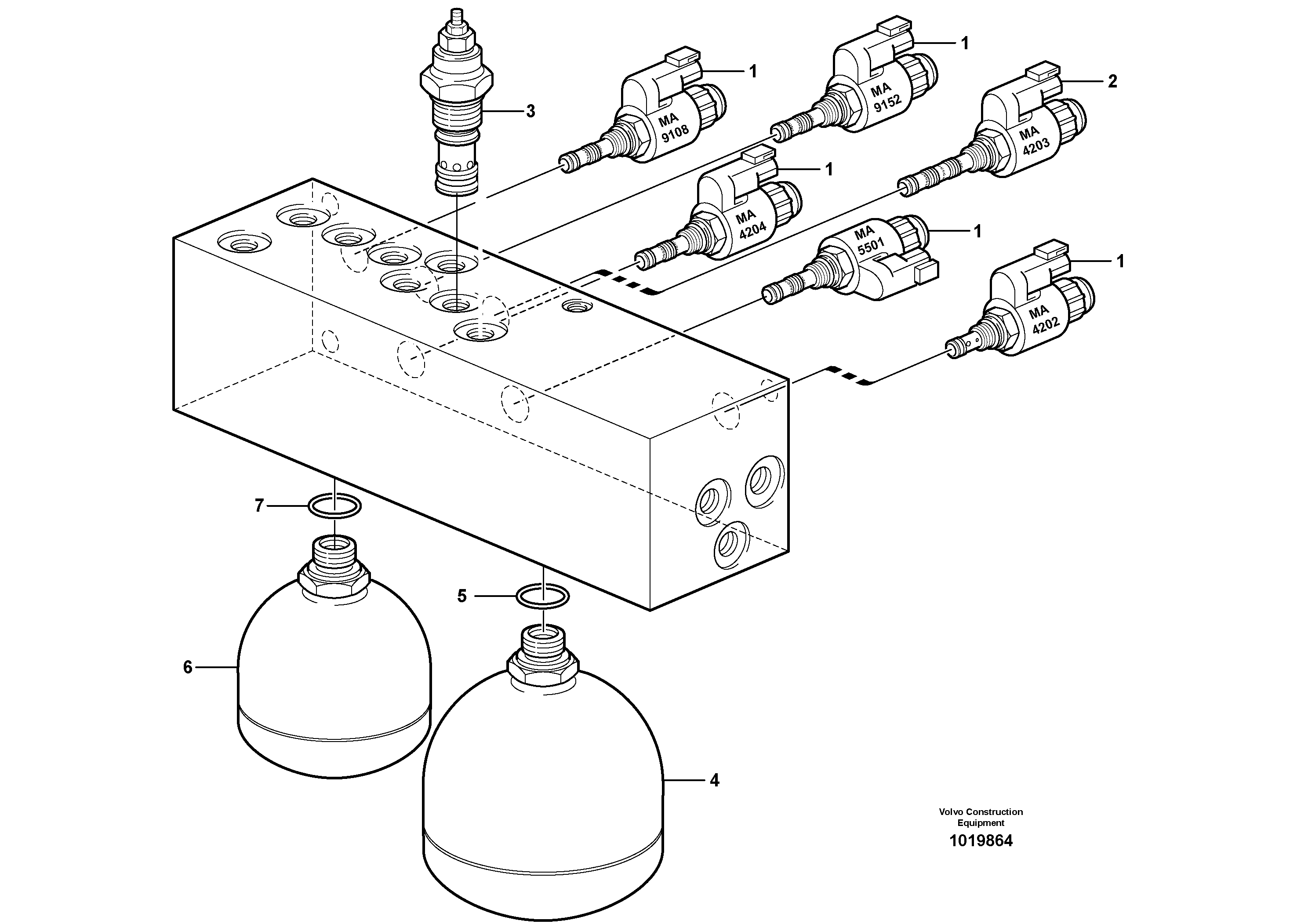 Схема запчастей Volvo EW200B - 67486 Servo valve body EW200B