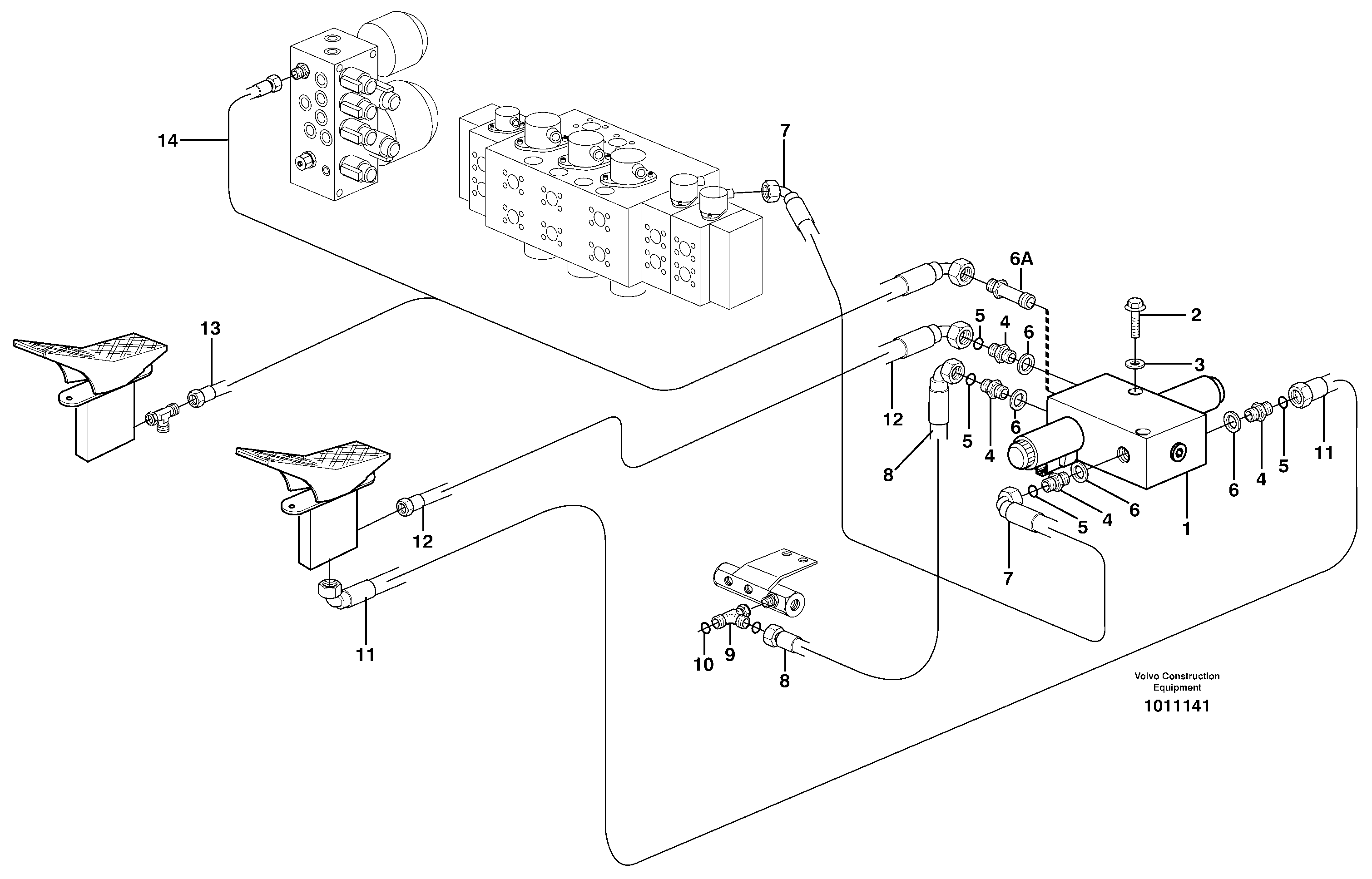 Схема запчастей Volvo EW200B - 20104 Hydraul func. X1, flow regulator 2 pc. boom EW200B