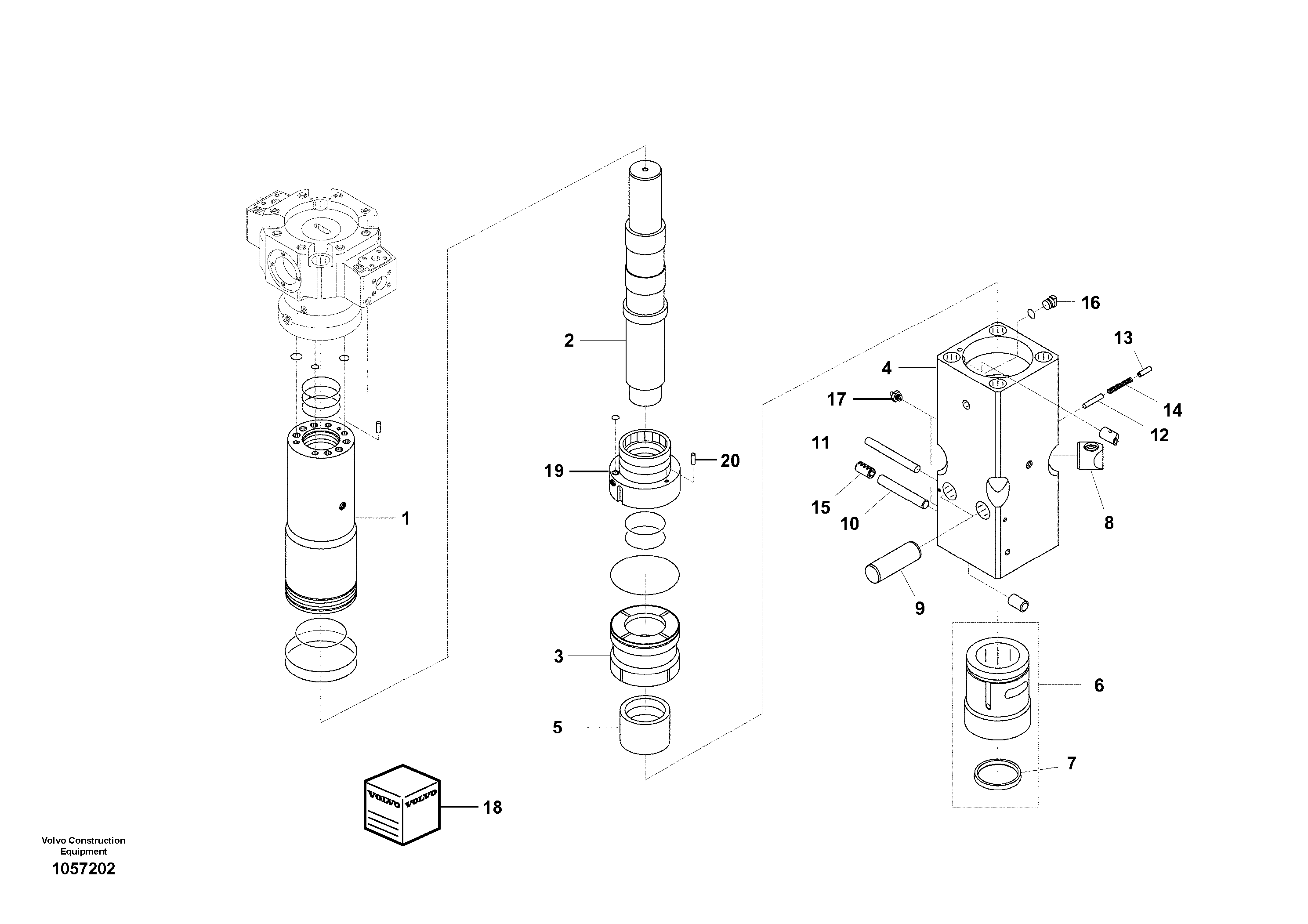 Схема запчастей Volvo EW200B - 85551 Hydraulic Hammer, Accumulator Housing EW200B