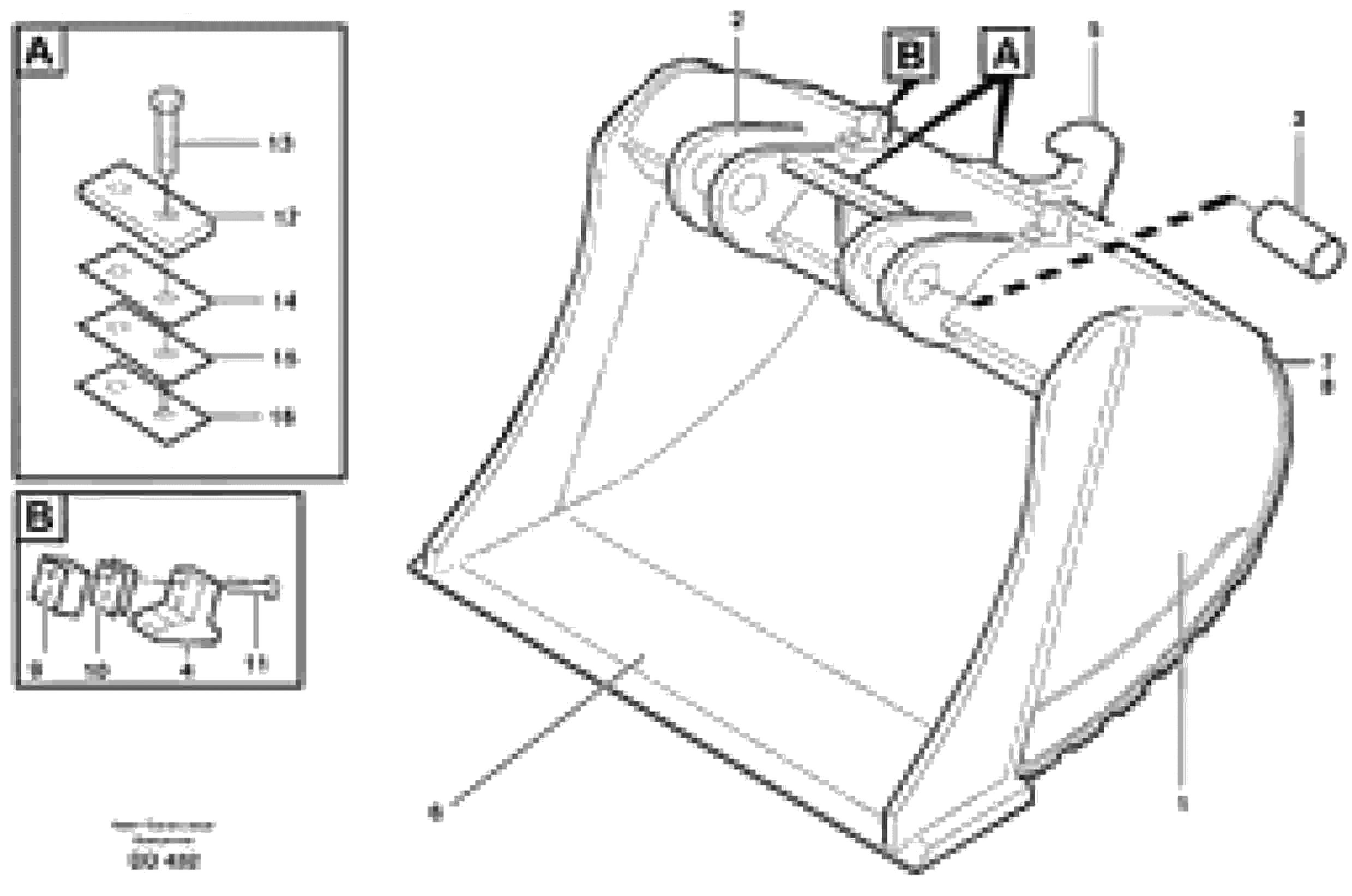 Схема запчастей Volvo EW200B - 27667 Buckets for quickfit, S1 - S2 ATTACHMENTS ATTACHMENTS BUCKETS