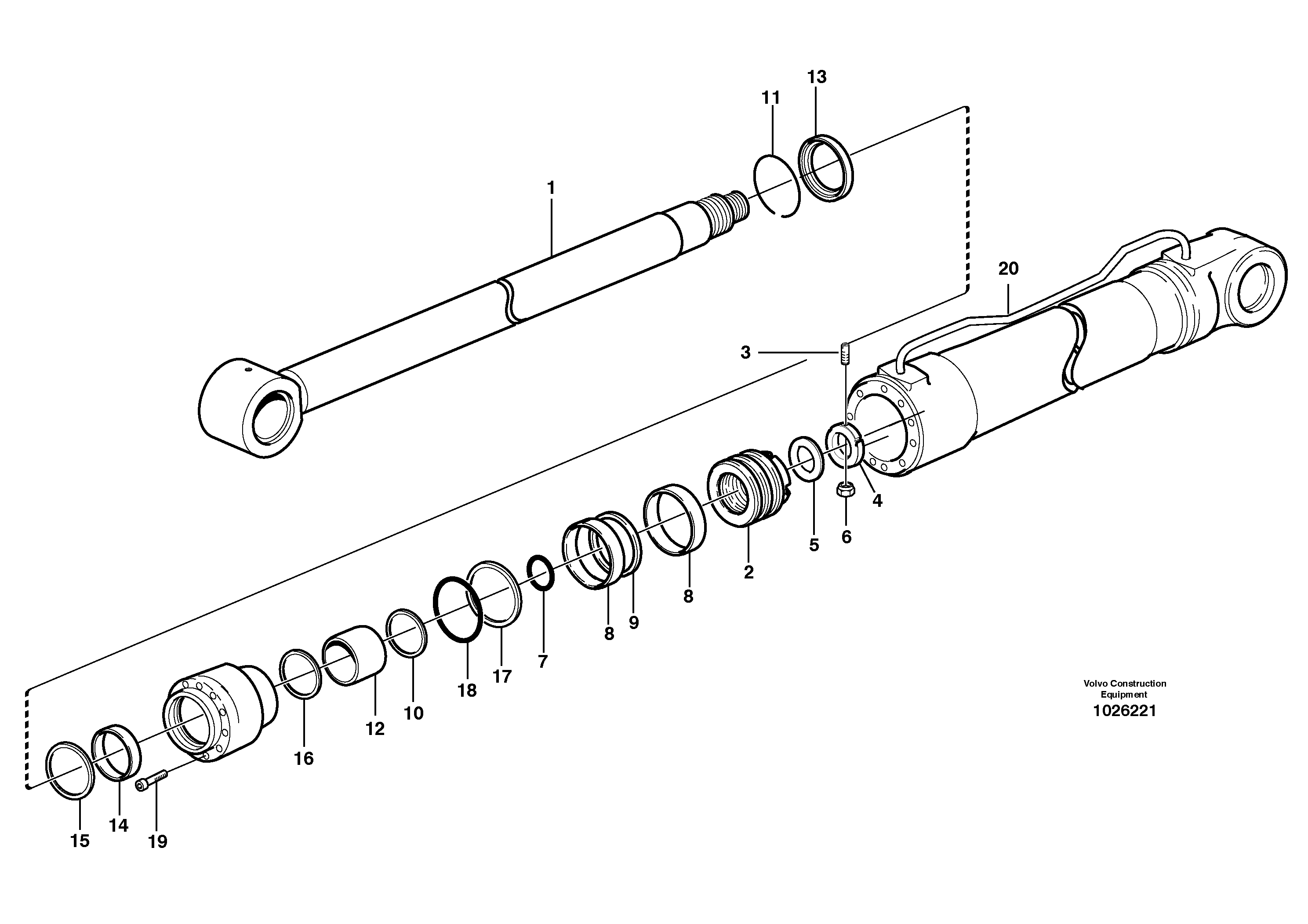Схема запчастей Volvo EW200B - 9681 Hydraulic cylinder, stabilisor EW200B