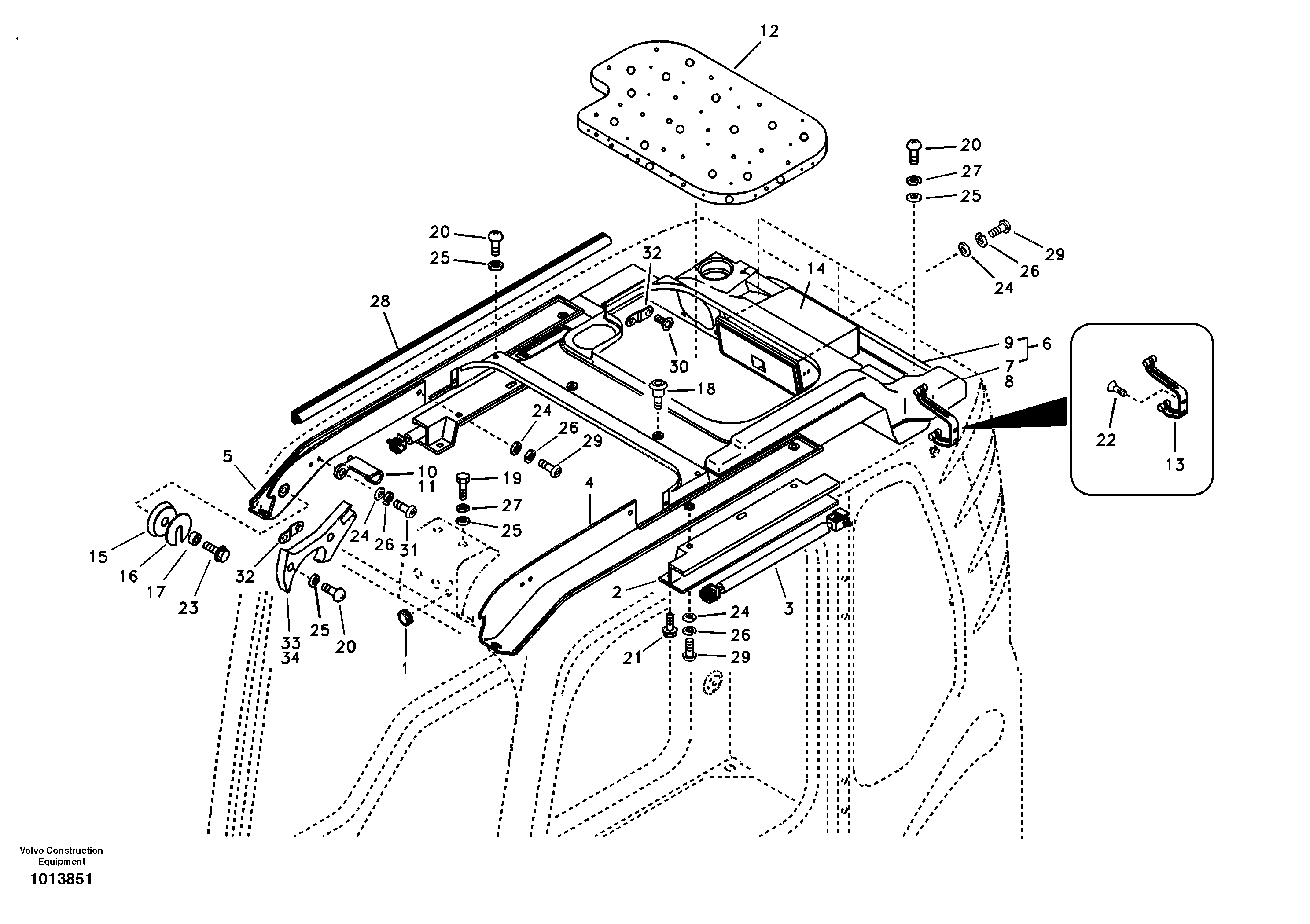 Схема запчастей Volvo EW145B - 98632 Operators cab EW145B