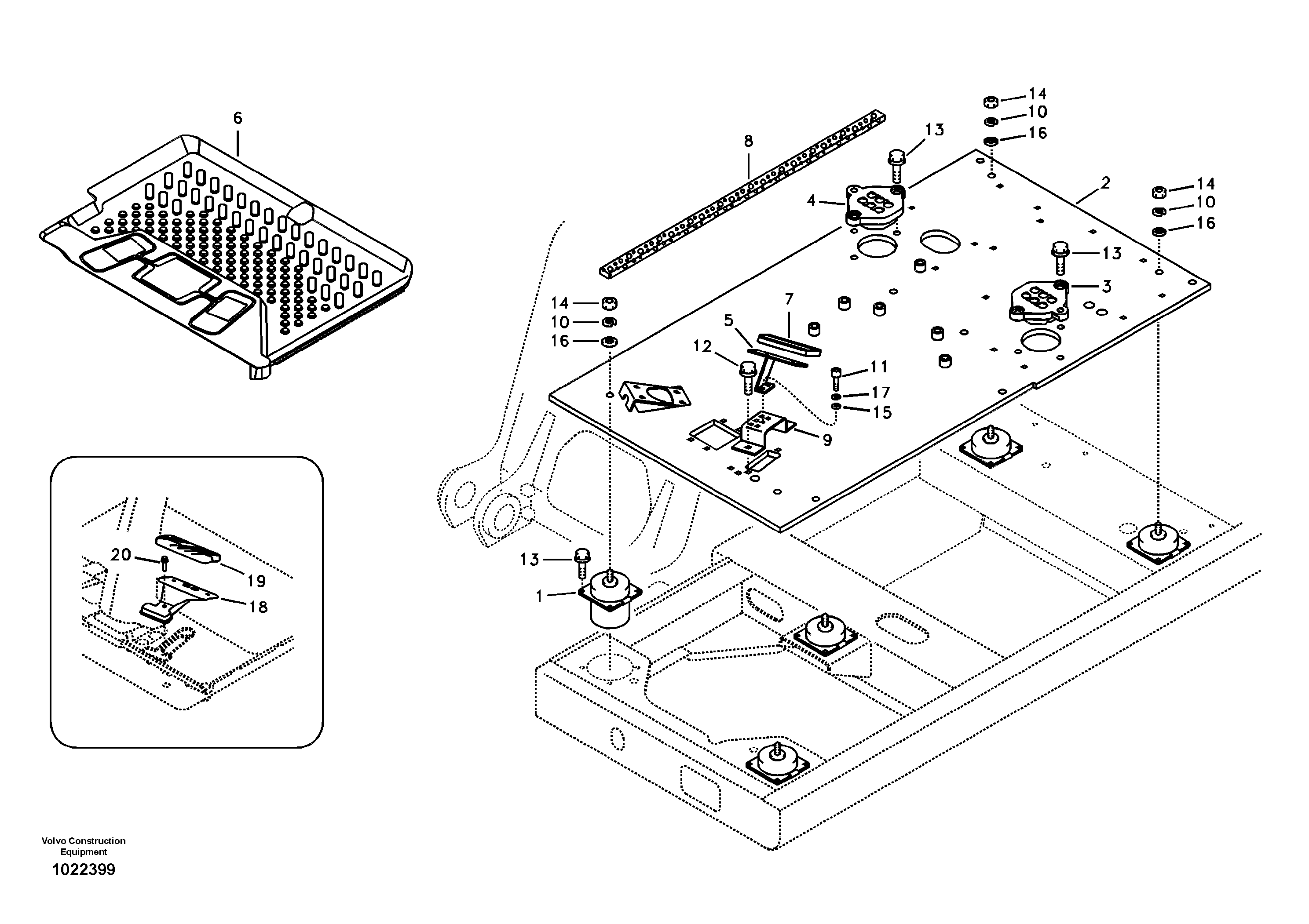 Схема запчастей Volvo EW145B - 87896 Cabin floor EW145B