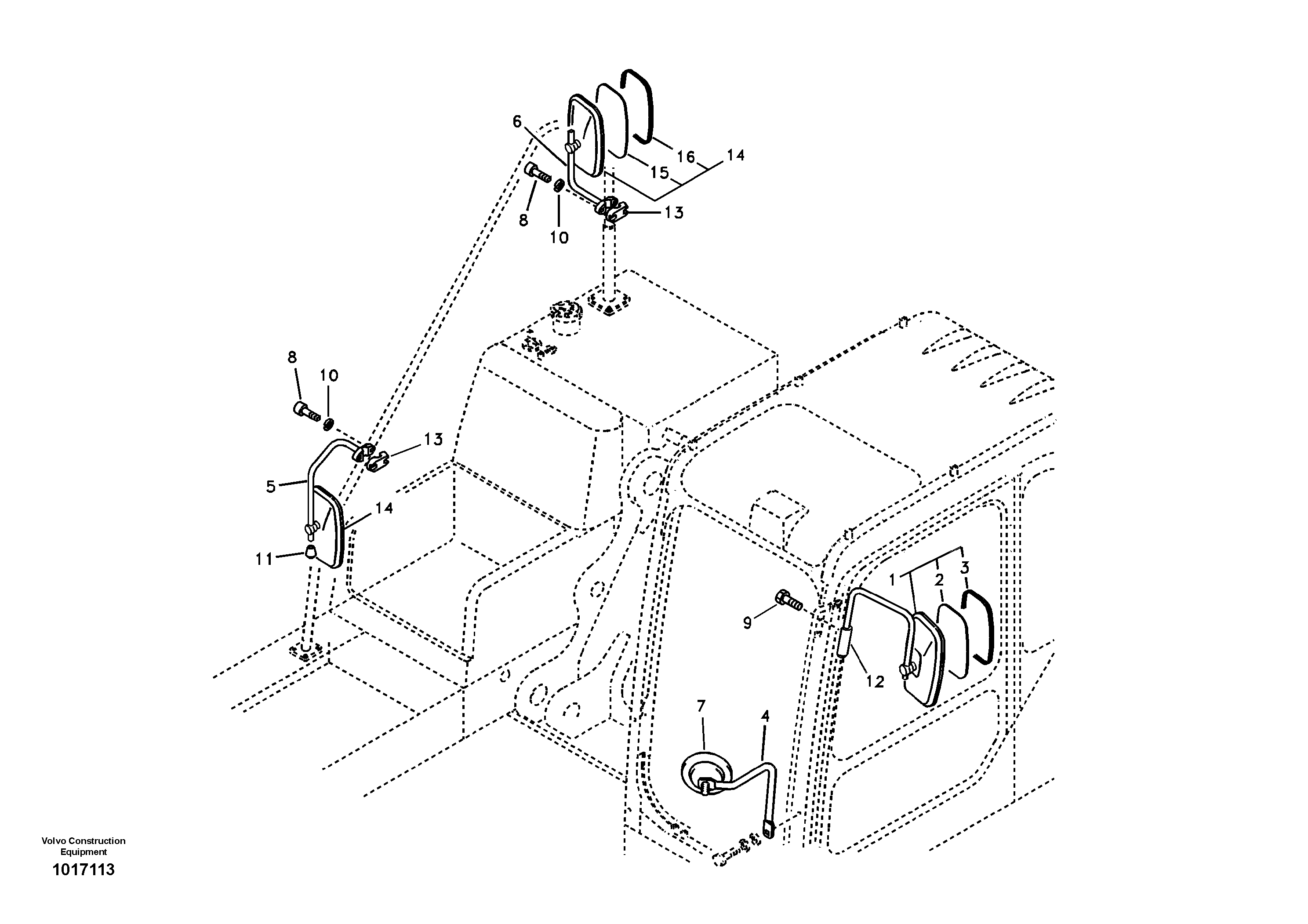 Схема запчастей Volvo EW145B - 80982 Rear view mirror EW145B