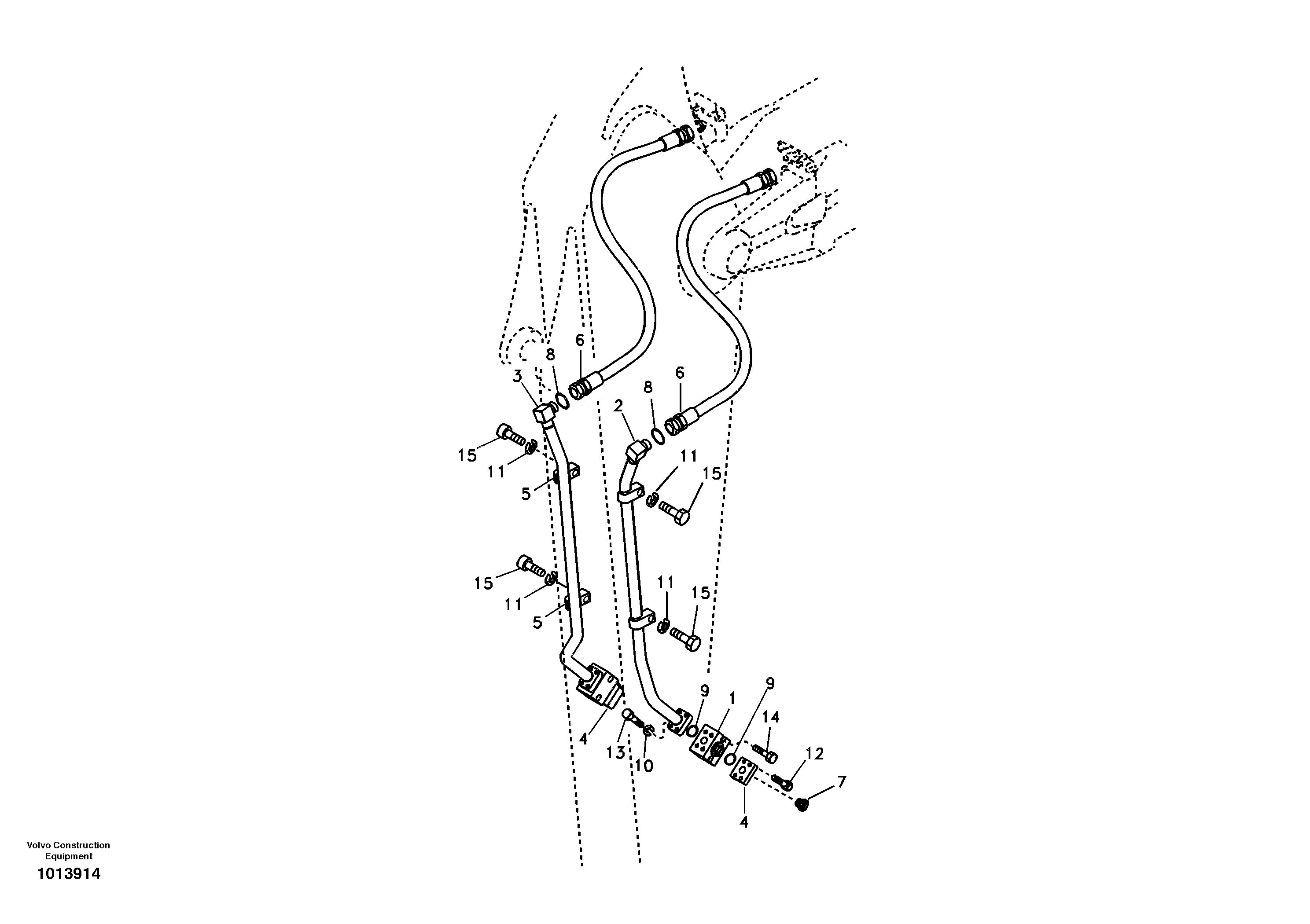 Схема запчастей Volvo EW145B - 4228 Working hydraulic, hammer and shear for dipper arm EW145B