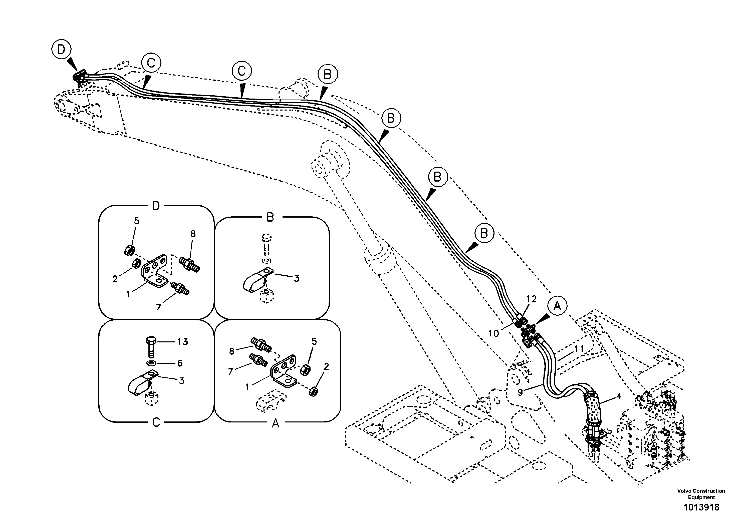Схема запчастей Volvo EW145B - 23698 Working hydraulic, quick fit on boom EW145B