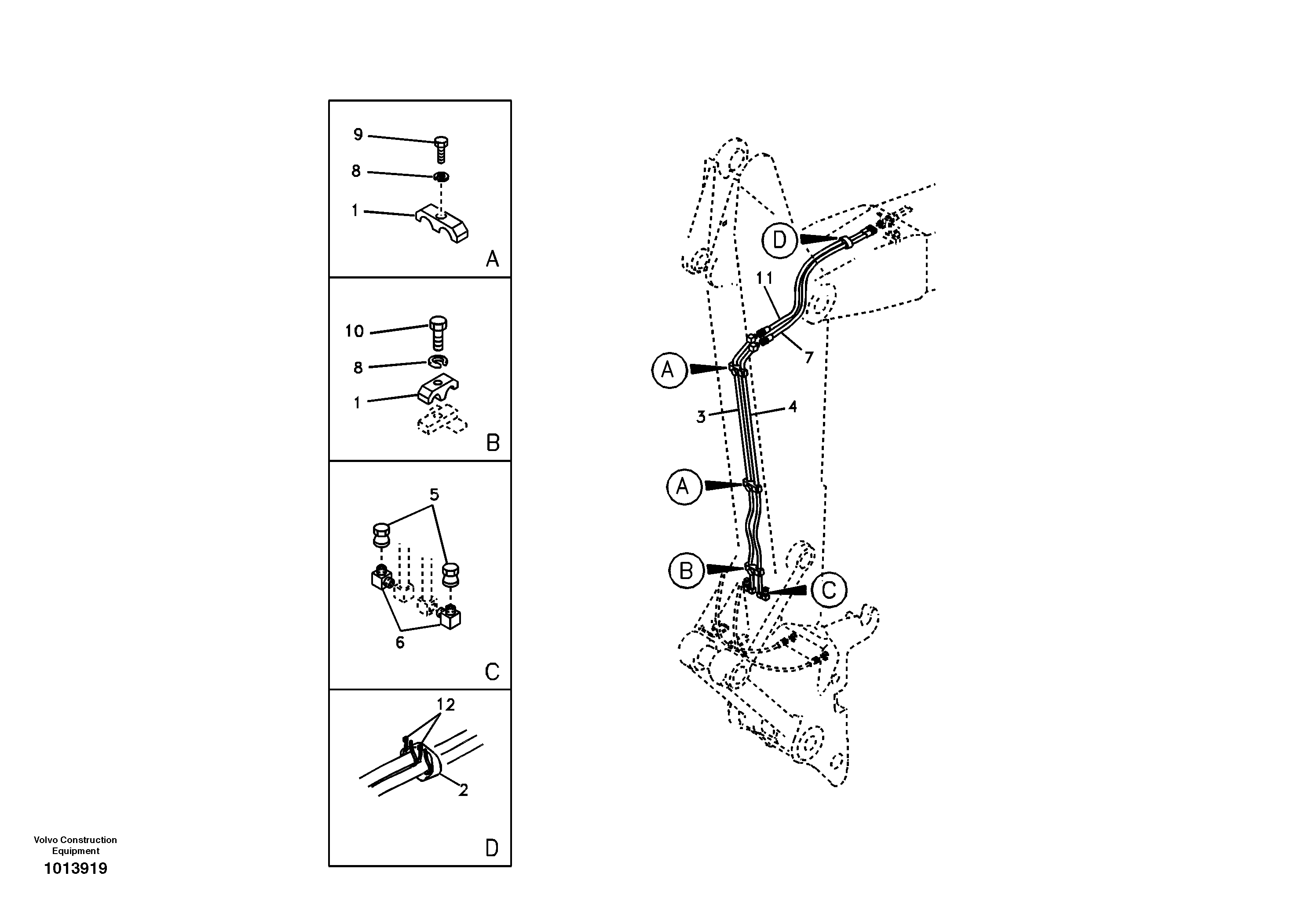 Схема запчастей Volvo EW145B - 76112 Working hydraulic, quick fit on dipper arm EW145B