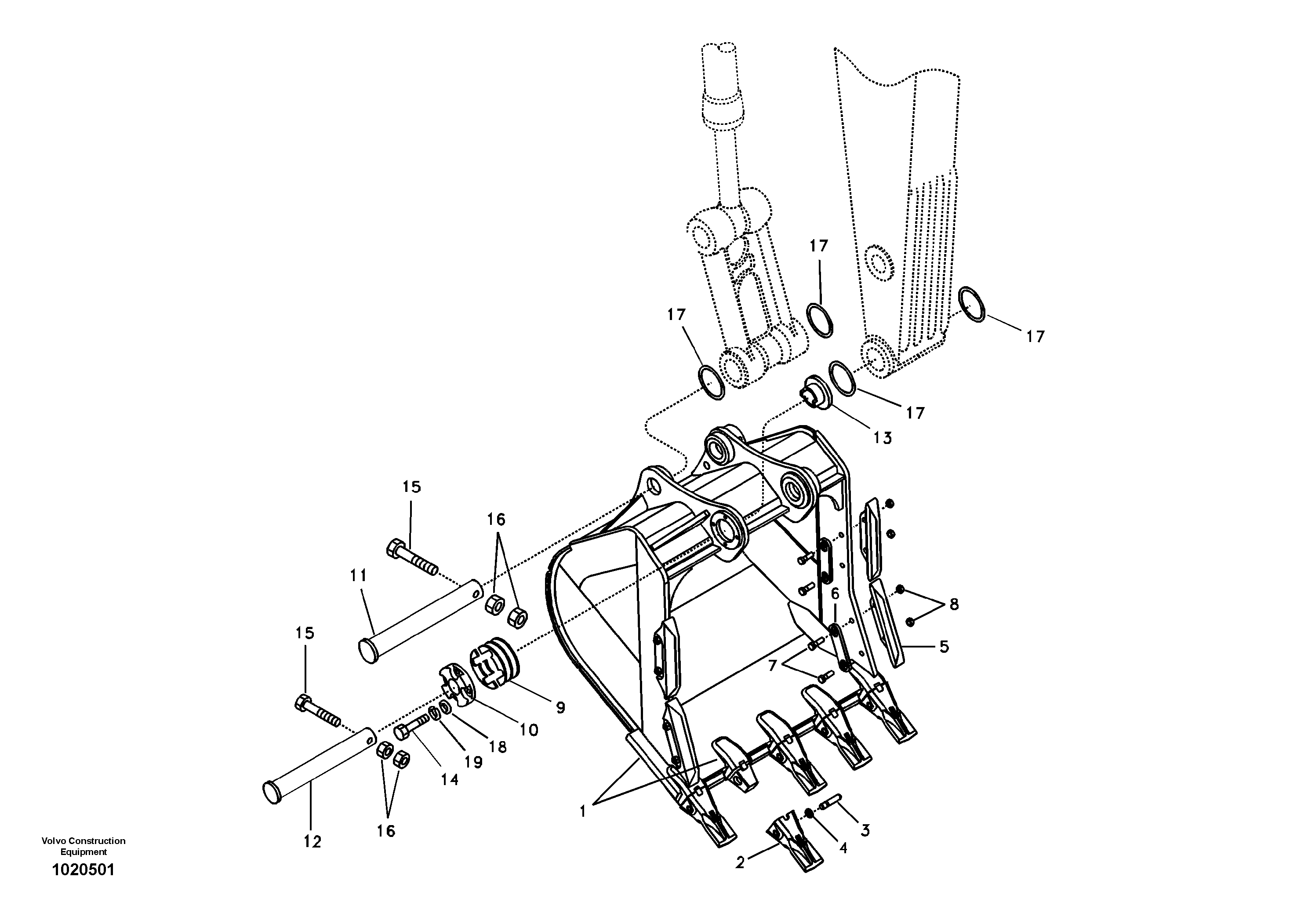 Схема запчастей Volvo EW145B - 15738 Ковш EW145B