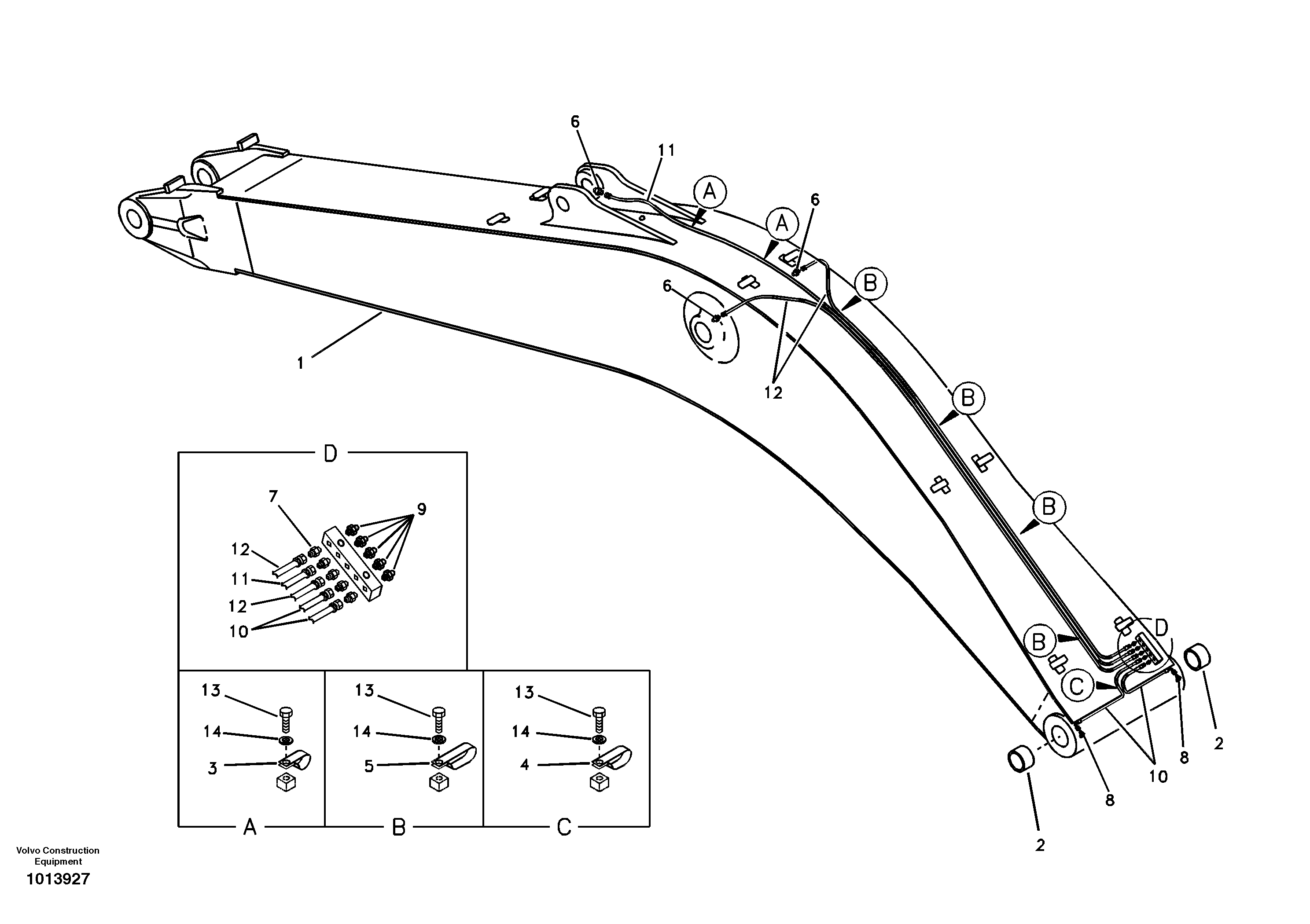 Схема запчастей Volvo EW145B - 23269 Boom and grease piping EW145B