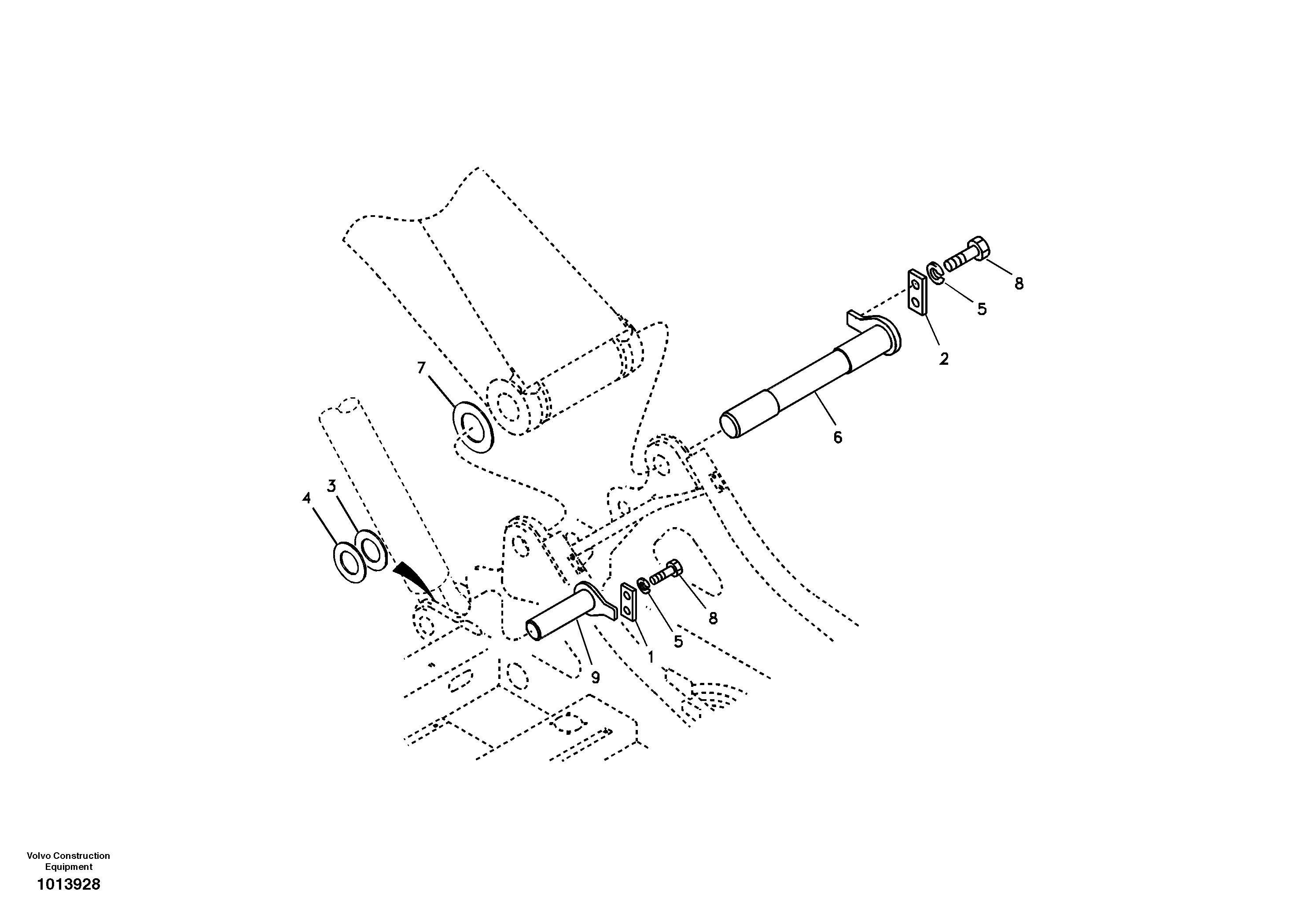Схема запчастей Volvo EW145B - 63982 Links to boom, no boom EW145B