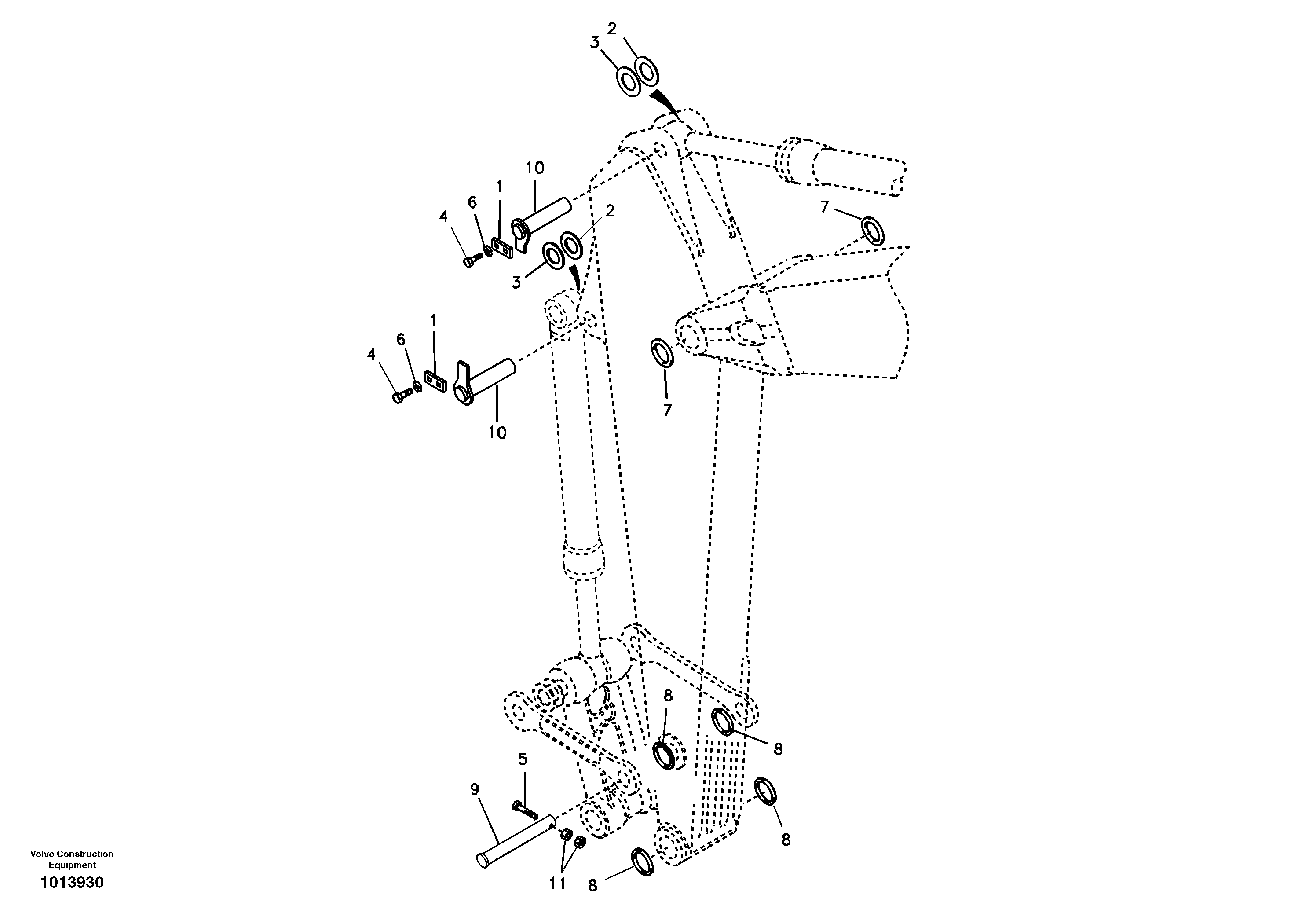 Схема запчастей Volvo EW145B - 92815 Links to dipper arm EW145B