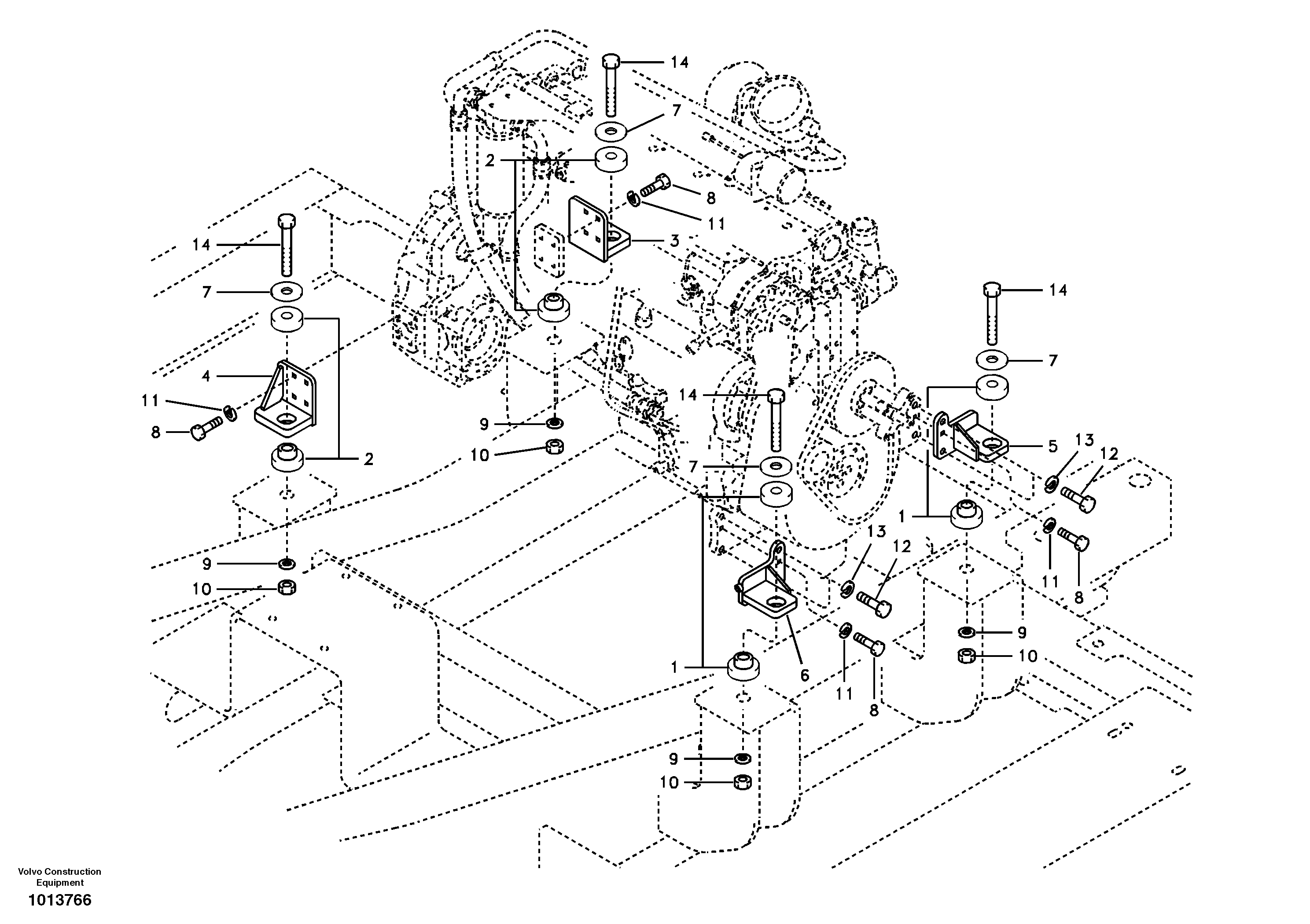 Схема запчастей Volvo EW145B - 59937 Engine mount EW145B