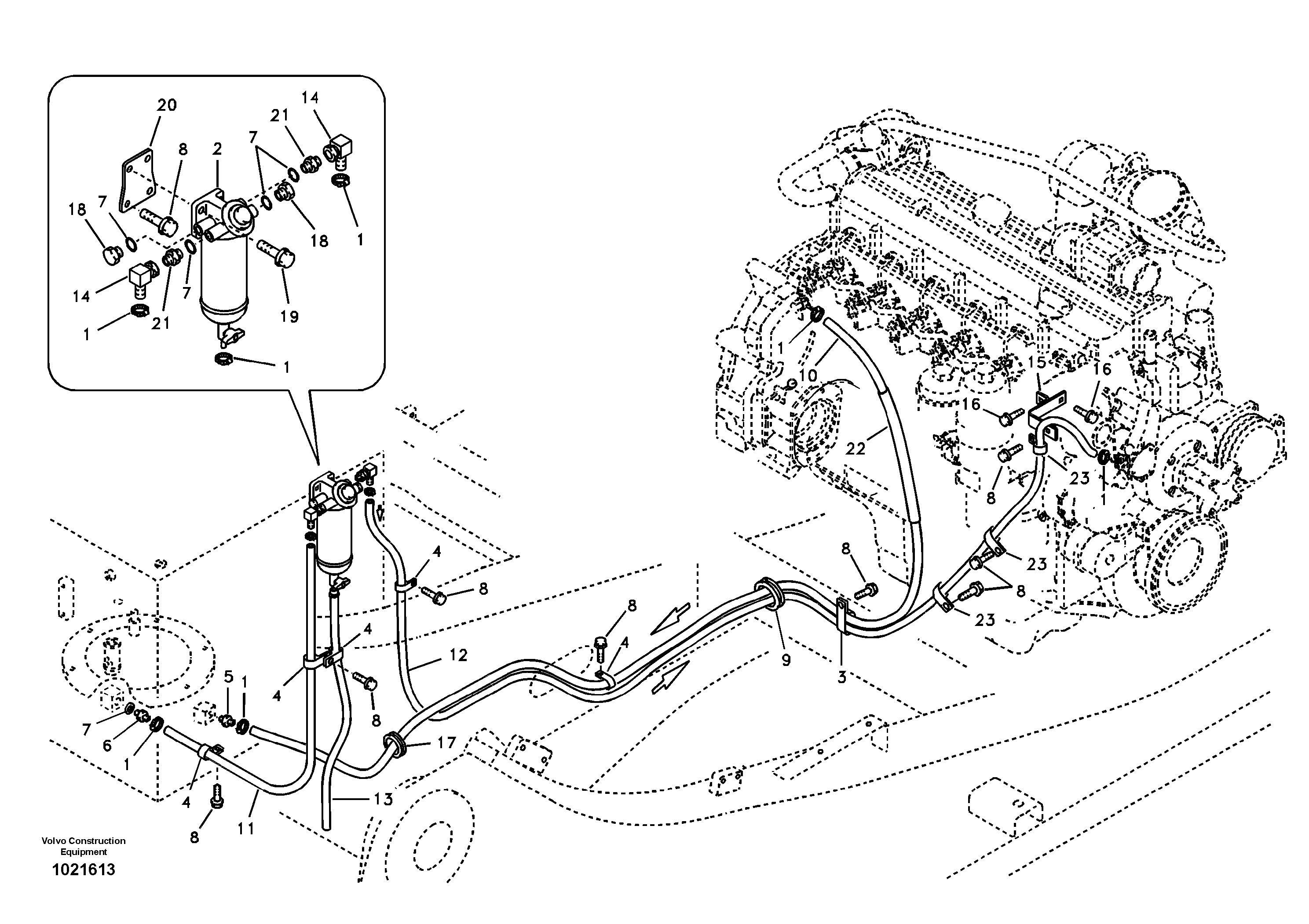 Схема запчастей Volvo EW145B - 6562 Fuel pipe - Fuel tank EW145B