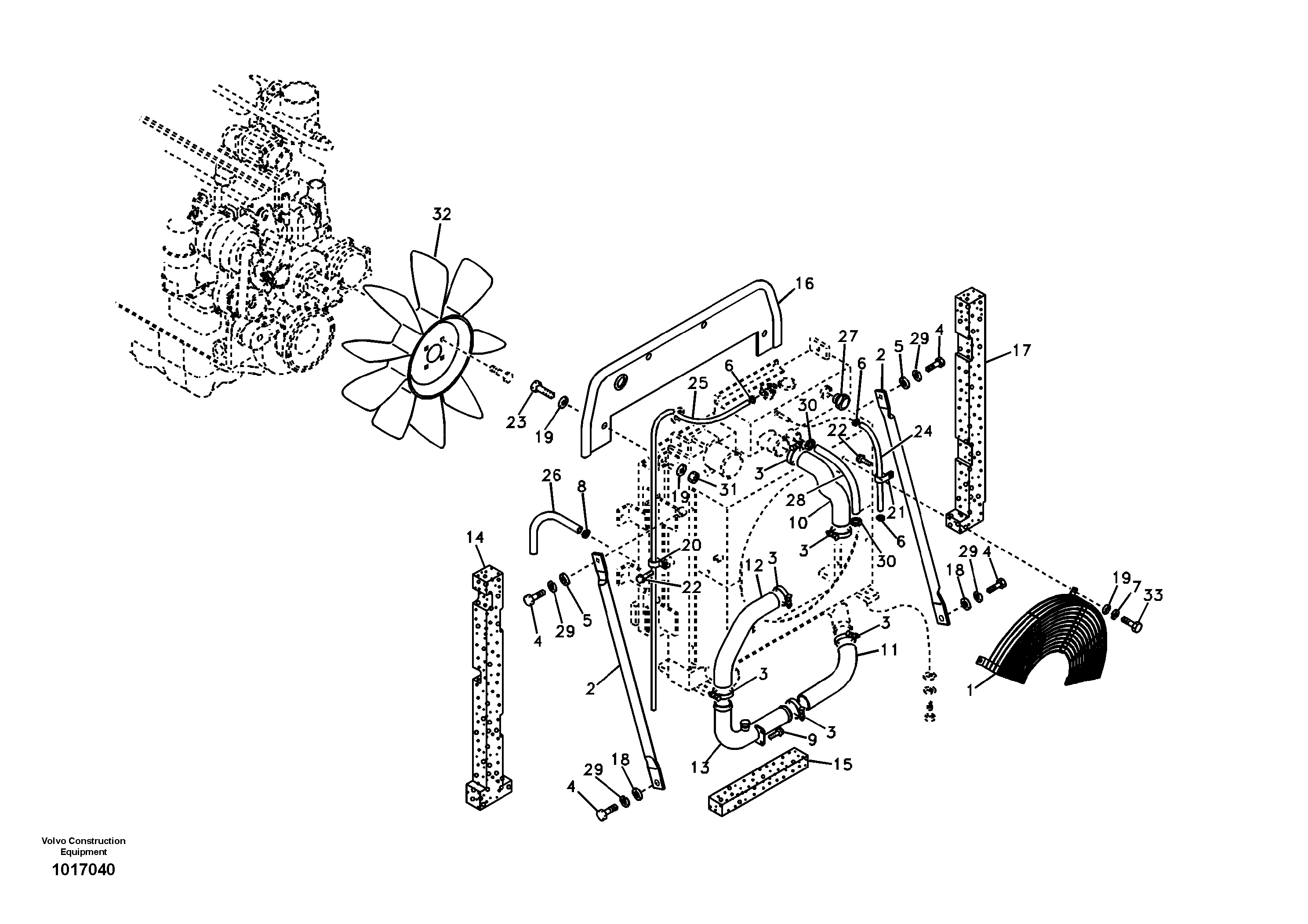 Схема запчастей Volvo EW145B - 53259 Система охлаждения EW145B