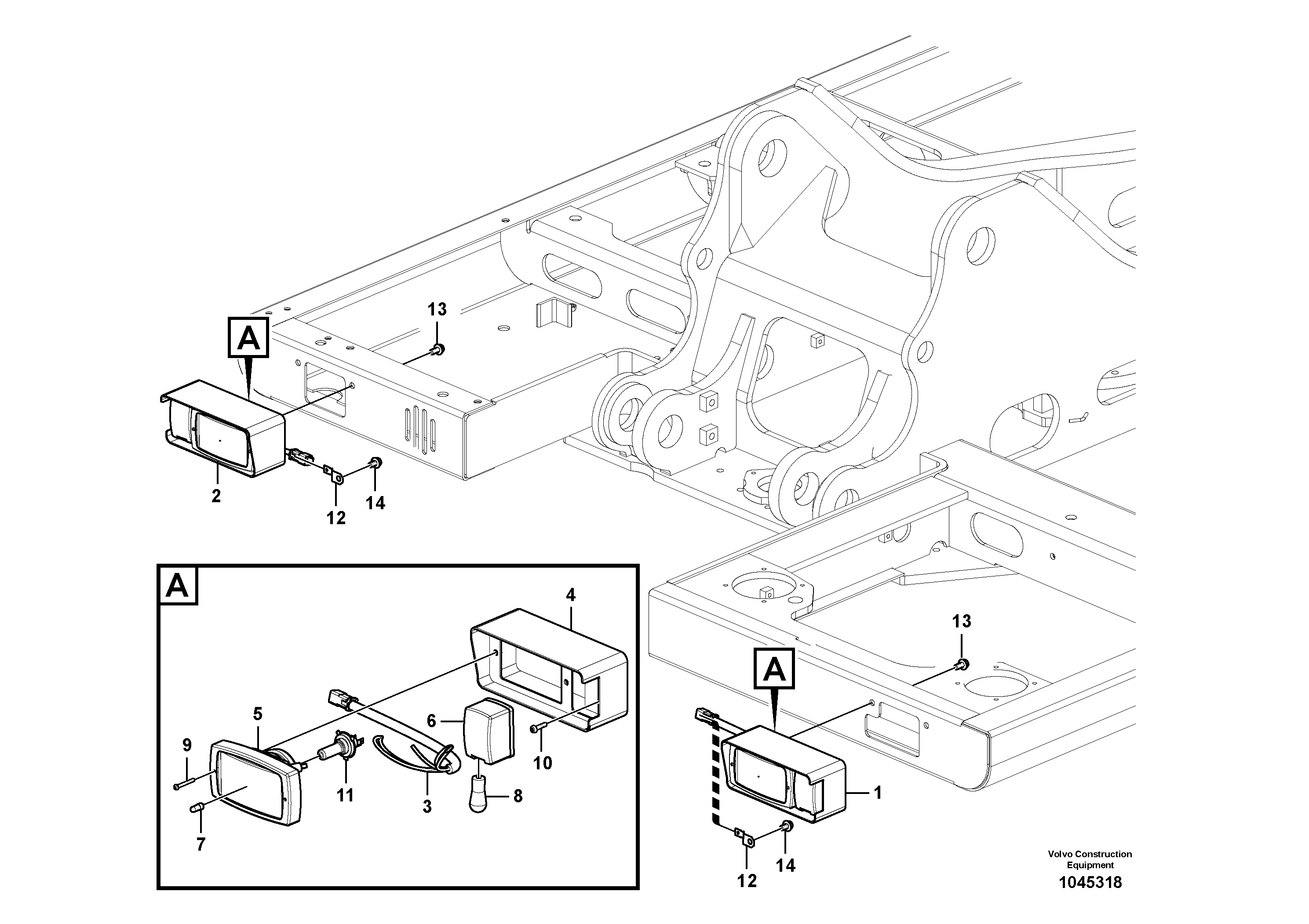 Схема запчастей Volvo EW145B - 3472 Lighting, front EW145B