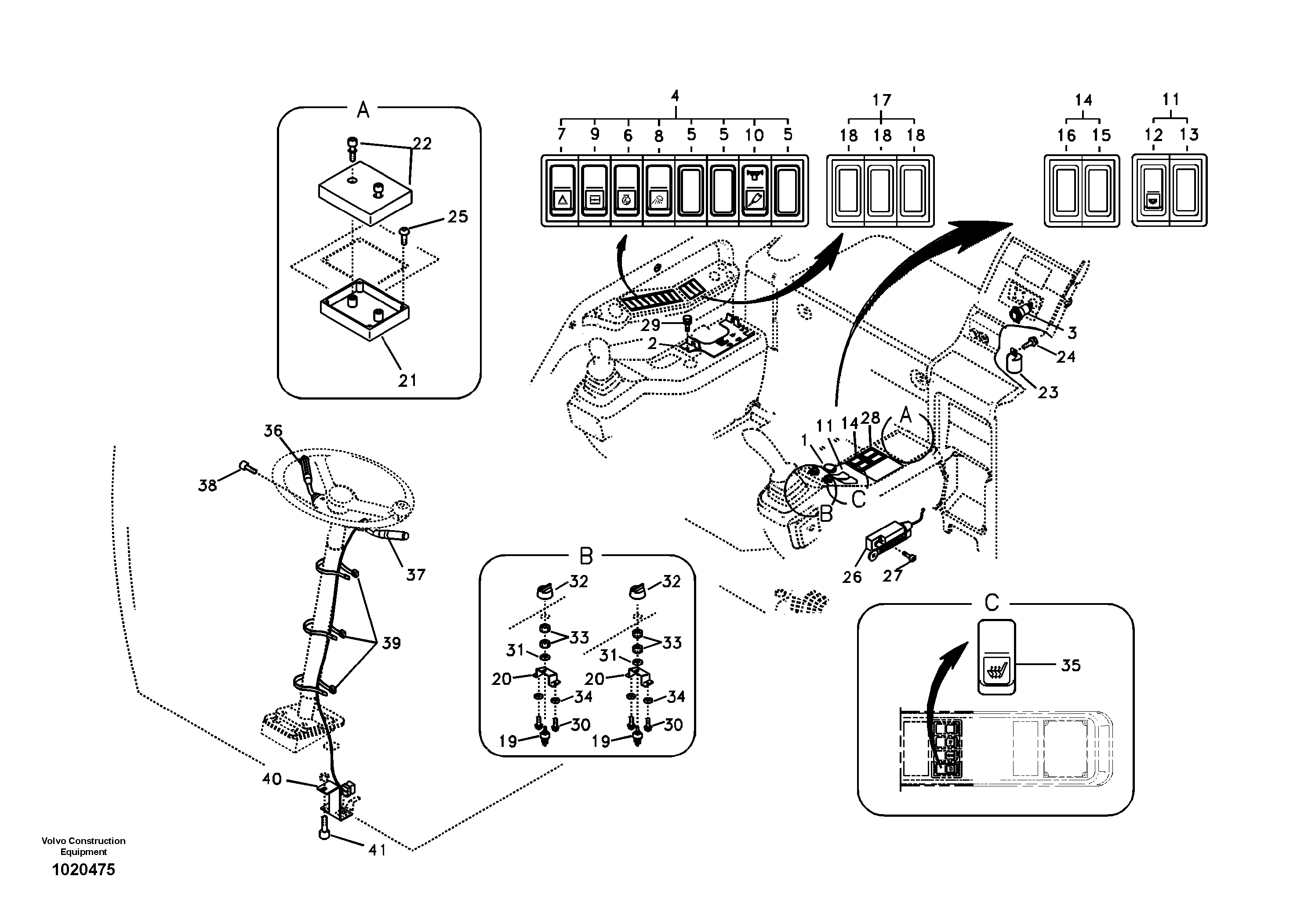 Схема запчастей Volvo EW145B - 64774 Переключатель EW145B