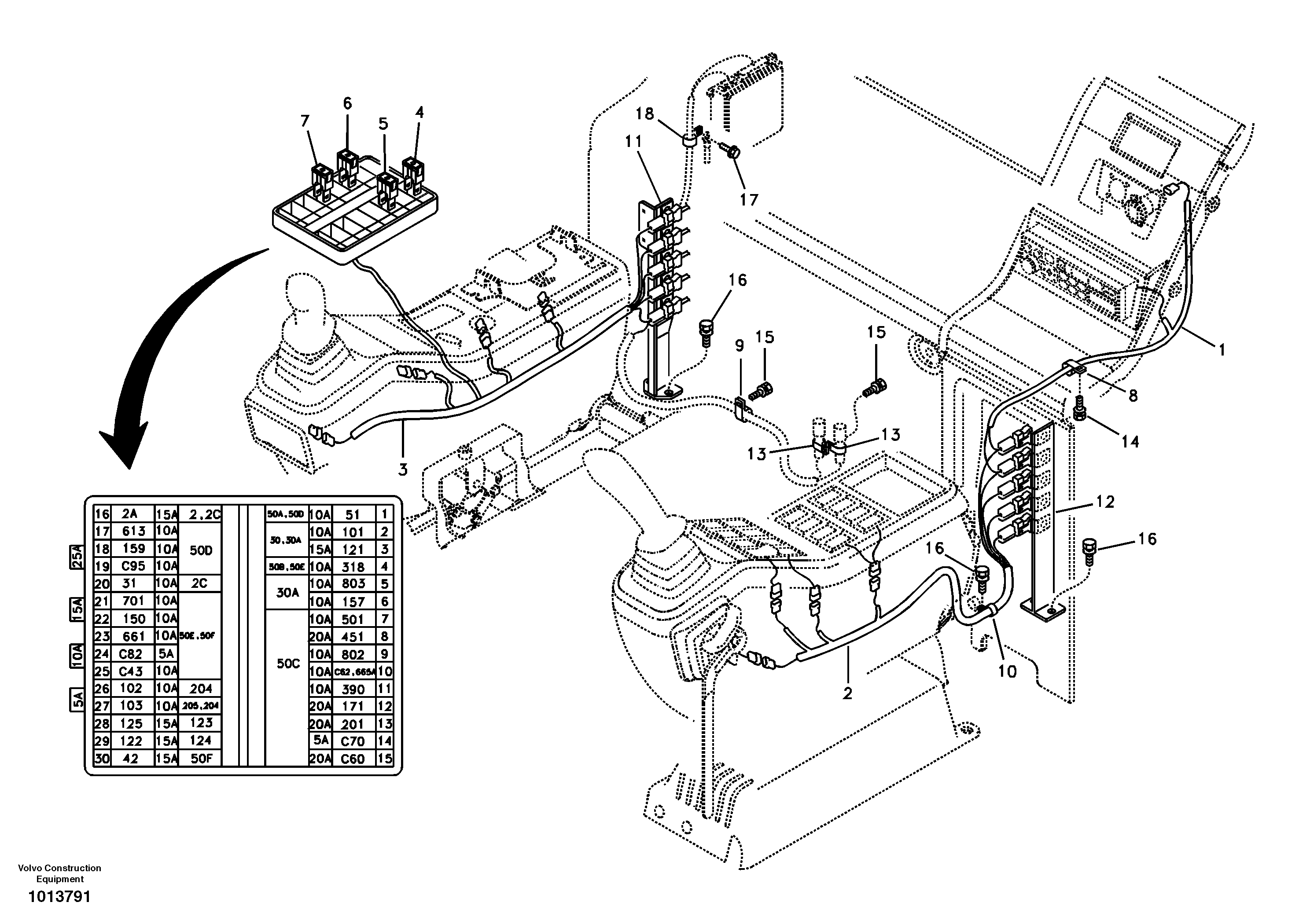 Схема запчастей Volvo EW145B - 87240 Cable and wire harness, instrument panel EW145B