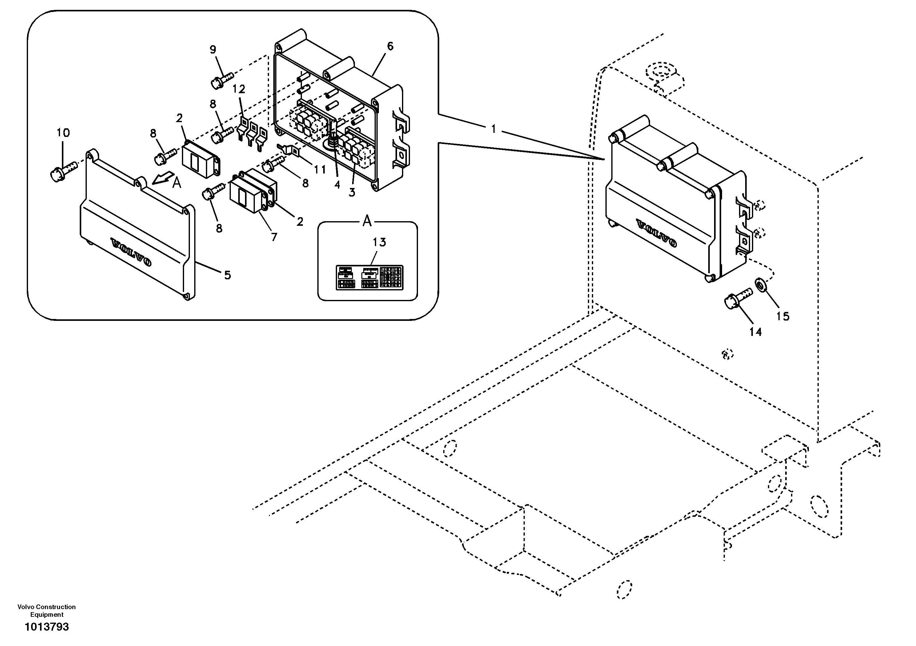 Схема запчастей Volvo EW145B - 64797 Electrical distribution box EW145B