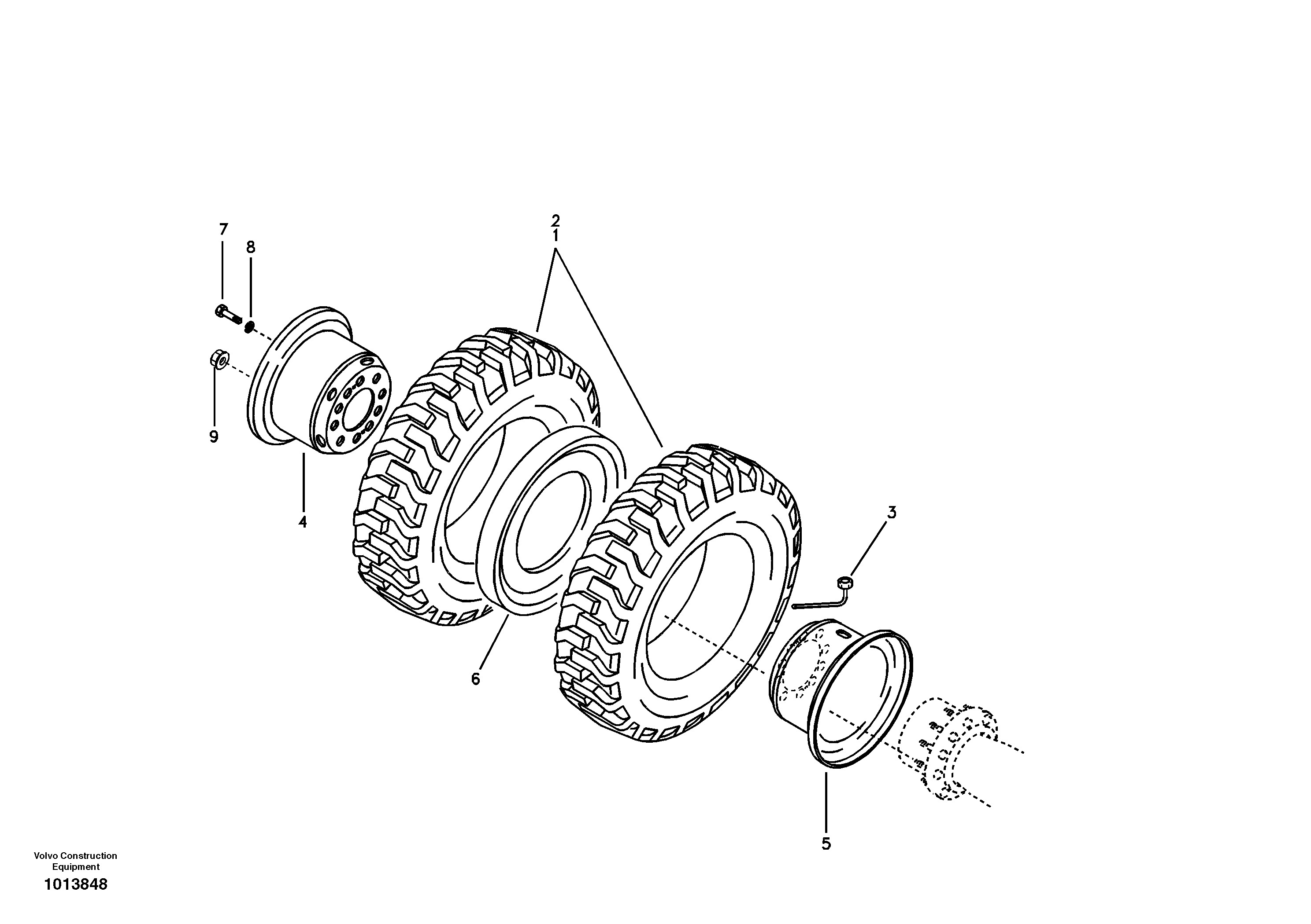 Схема запчастей Volvo EW145B - 50291 Wheel and tire EW145B PRIME S/N 15001-