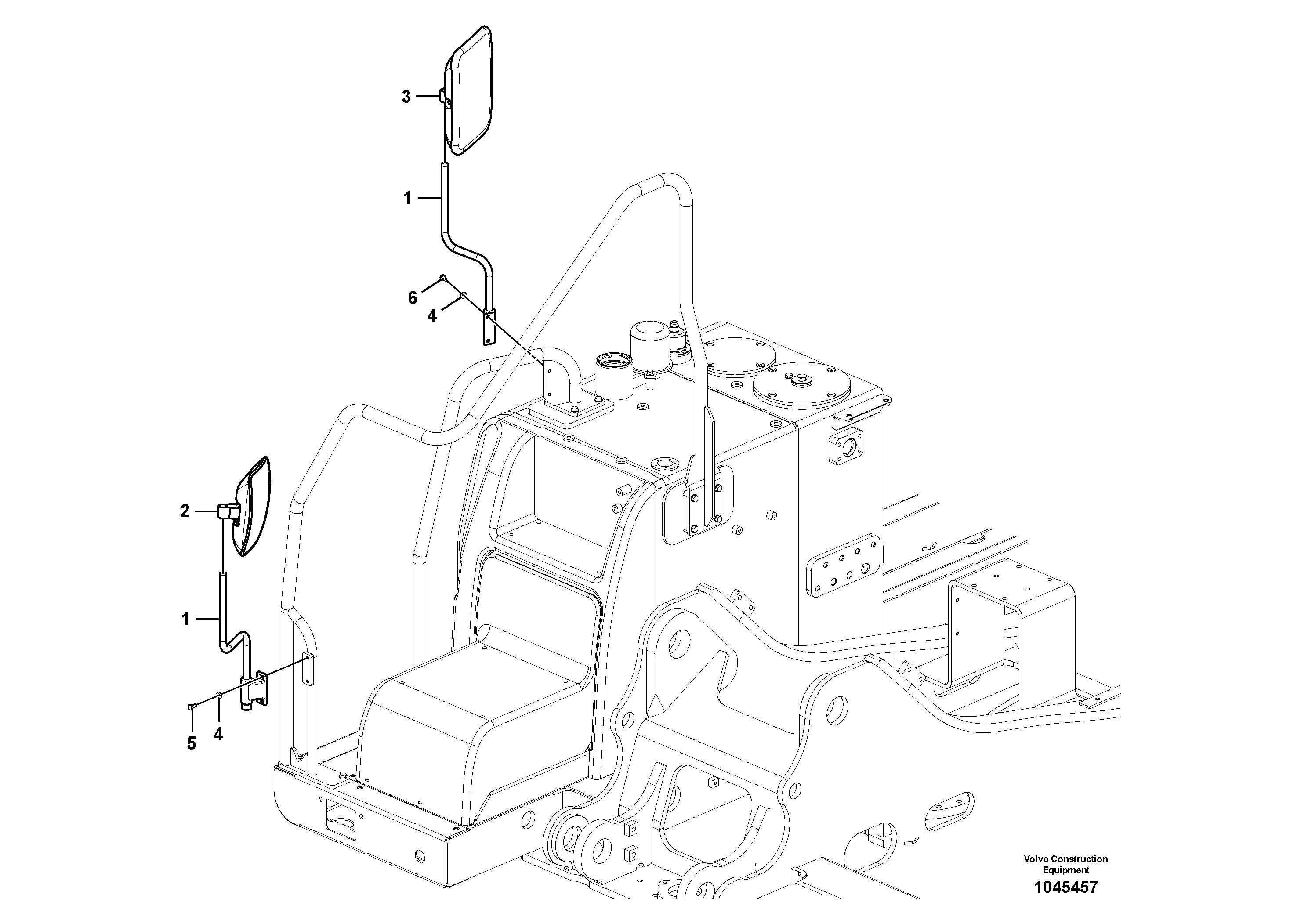 Схема запчастей Volvo EW145B - 47404 Rear view mirror EW145B PRIME S/N 15001-