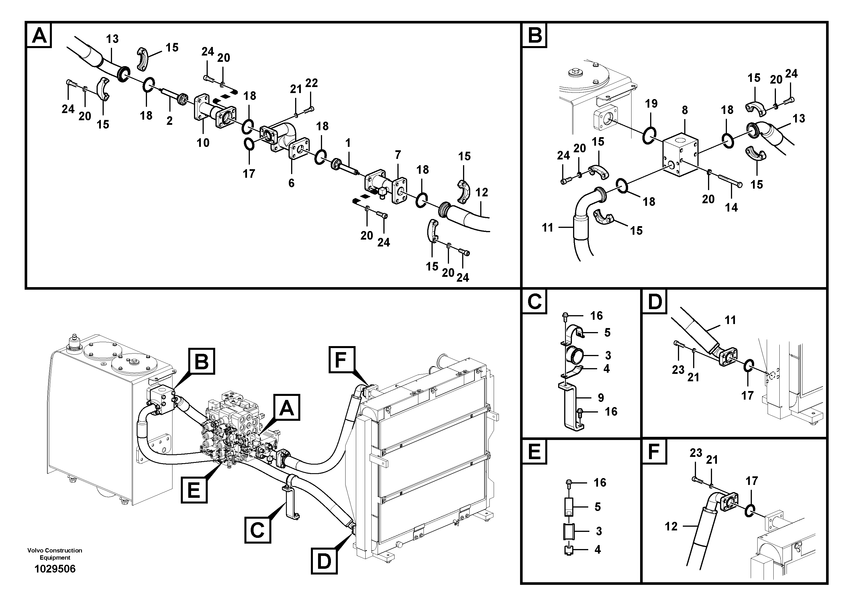 Схема запчастей Volvo EW145B - 47698 Hydraulic system, hydraulic tank to hydraulic oil cooler EW145B PRIME S/N 15001-