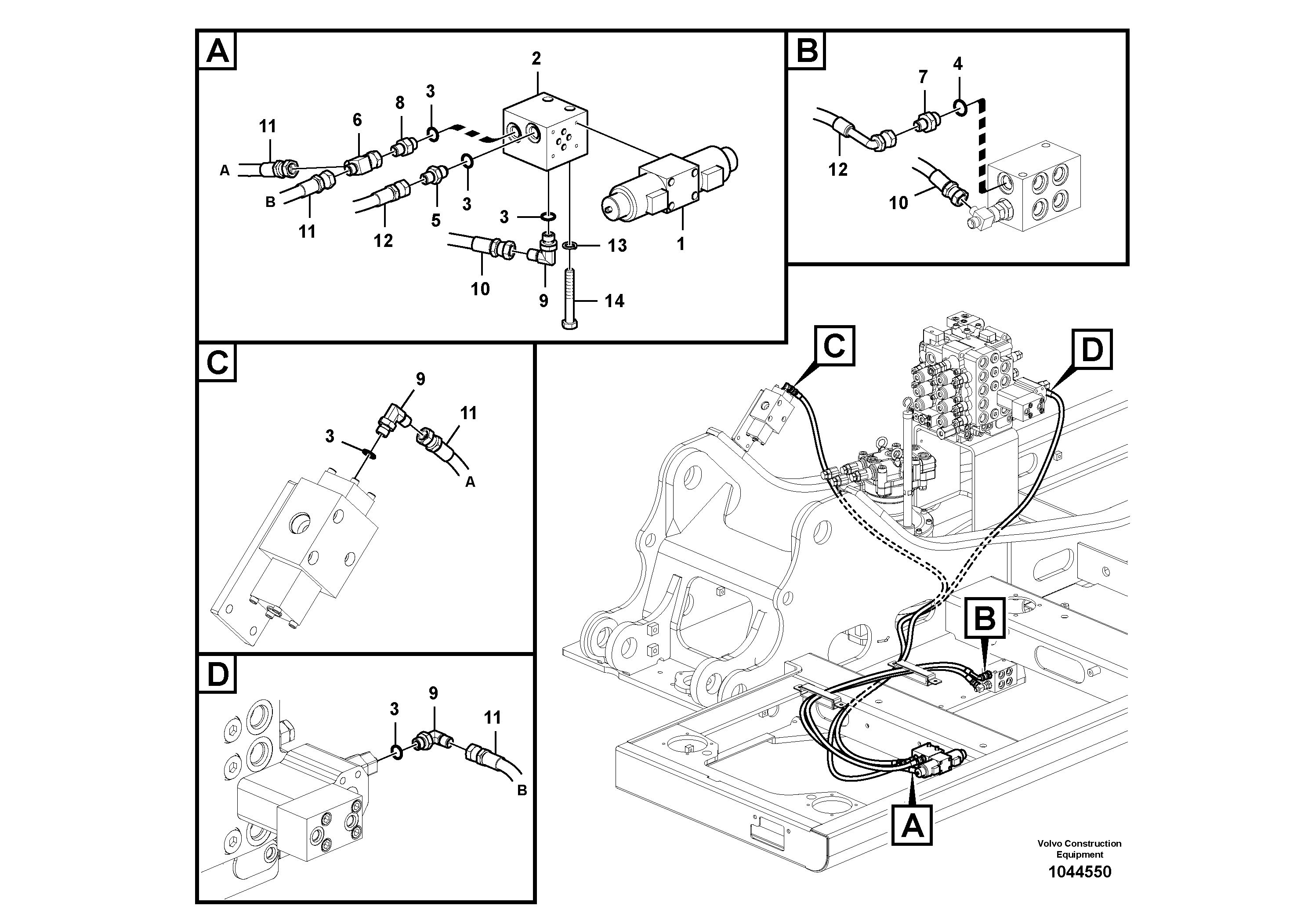 Схема запчастей Volvo EW145B - 49922 Working hydraulic, hammer and shear for 2nd pump flow EW145B PRIME S/N 15001-