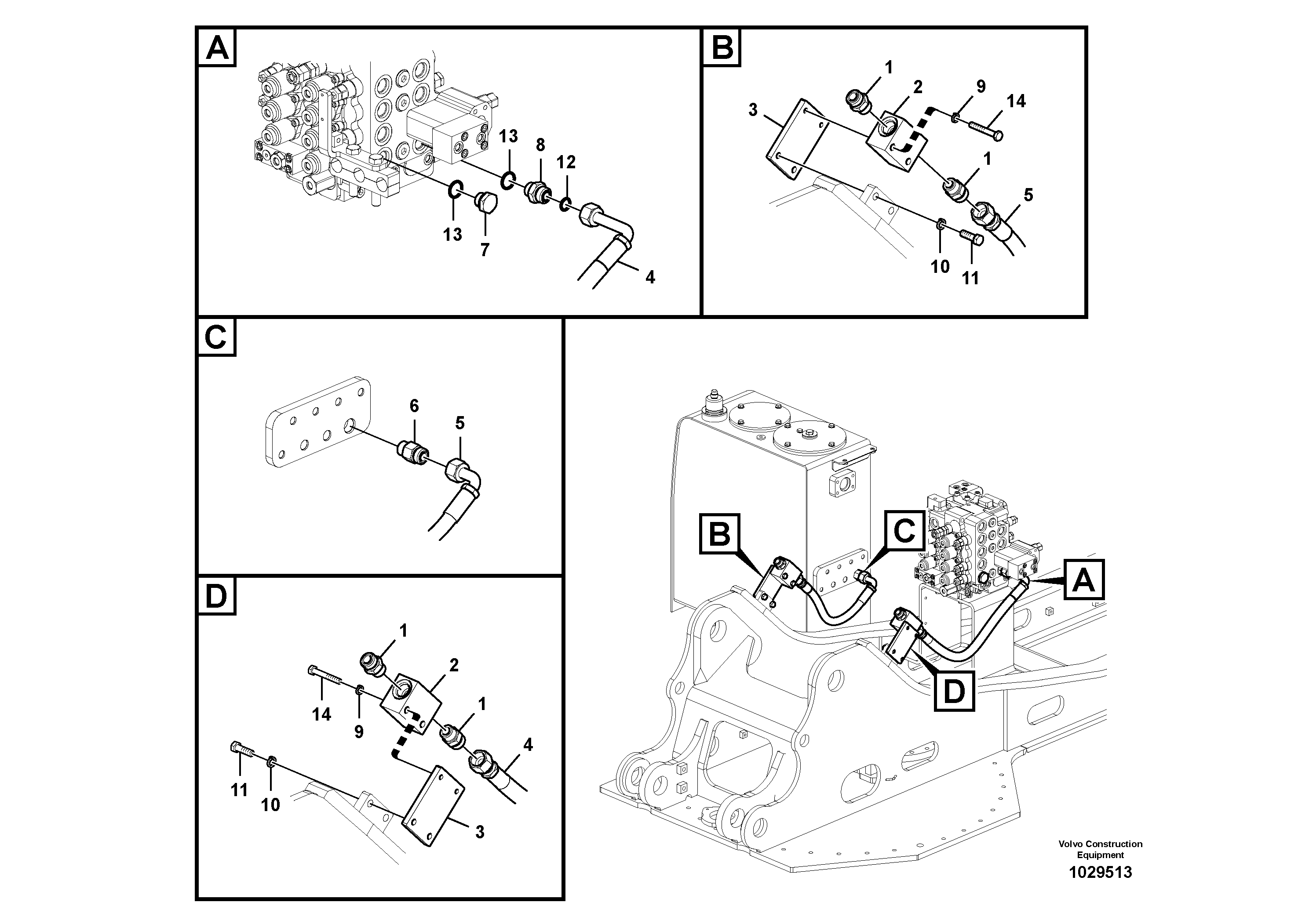 Схема запчастей Volvo EW145B - 10098 Working hydraulic, hammer and shear for upper EW145B PRIME S/N 15001-