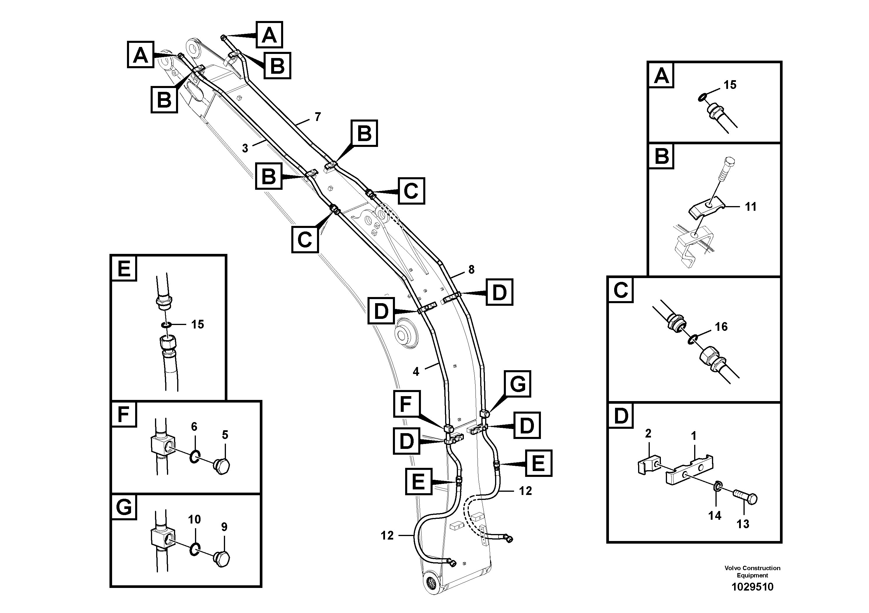 Схема запчастей Volvo EW145B - 101083 Working hydraulic, hammer and shear for boom EW145B PRIME S/N 15001-