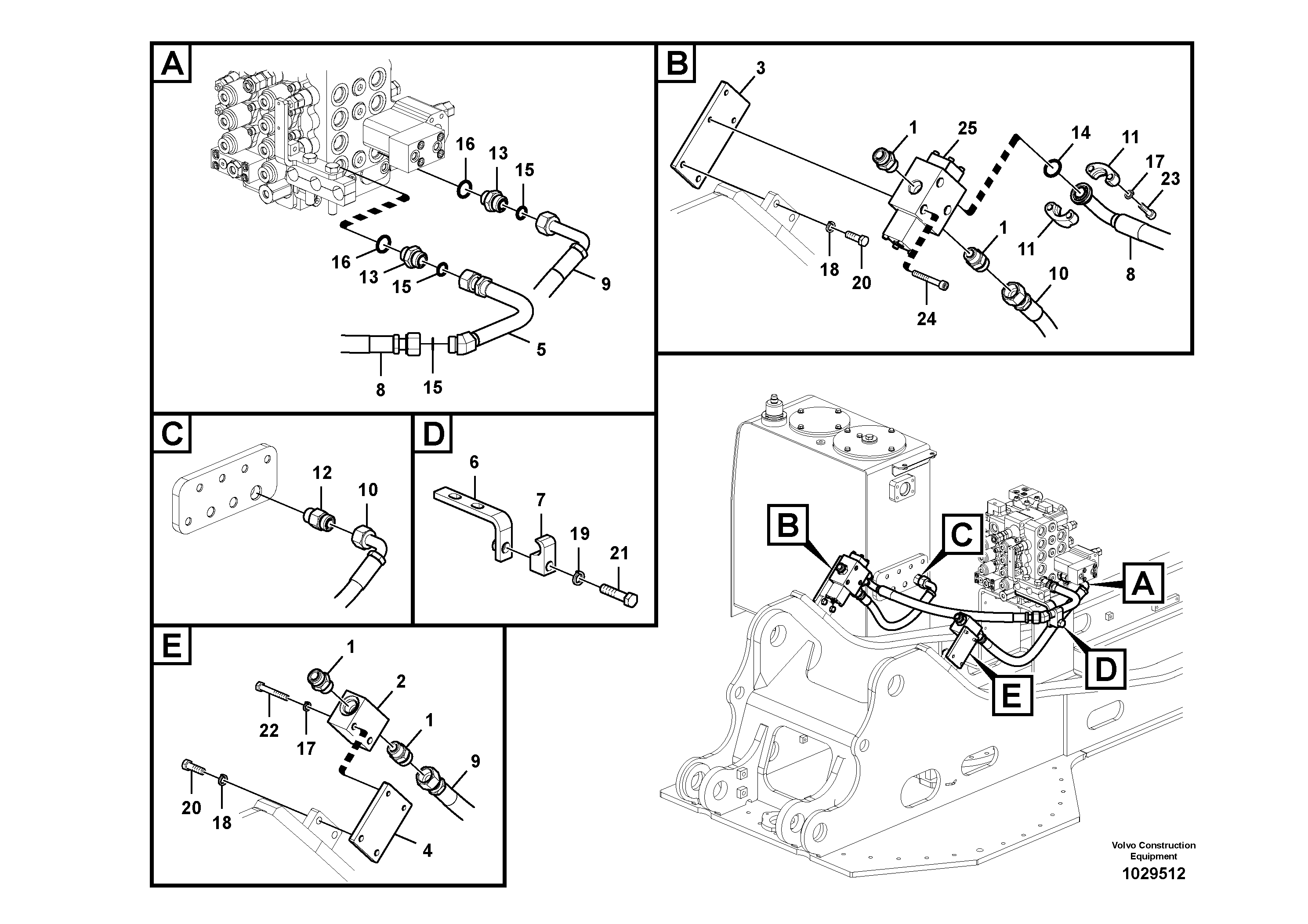 Схема запчастей Volvo EW145B - 46388 Working hydraulic, hammer and shear for upper EW145B PRIME S/N 15001-