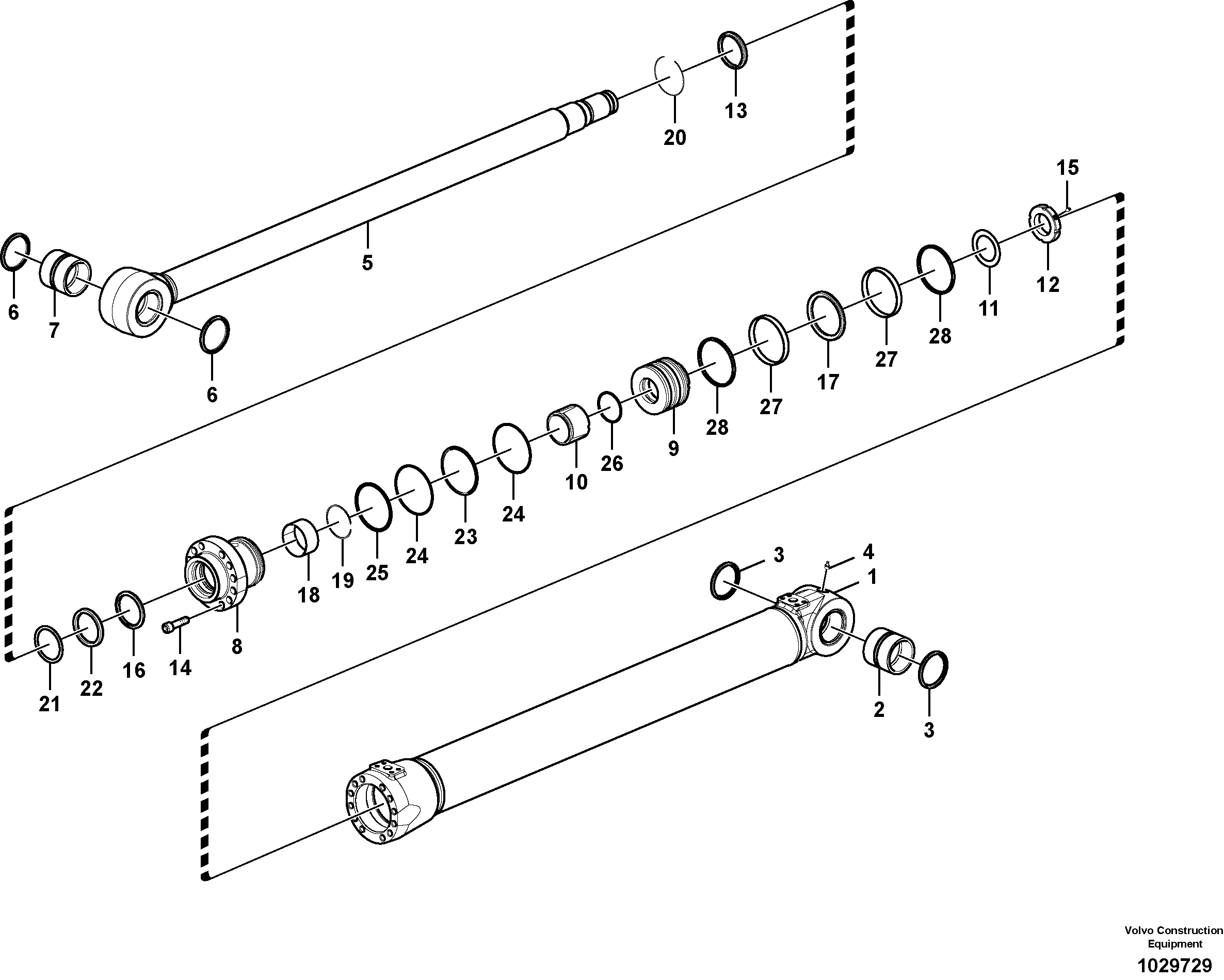 Схема запчастей Volvo EW145B - 105477 Гидроцилиндр стрелы EW145B PRIME S/N 15001-