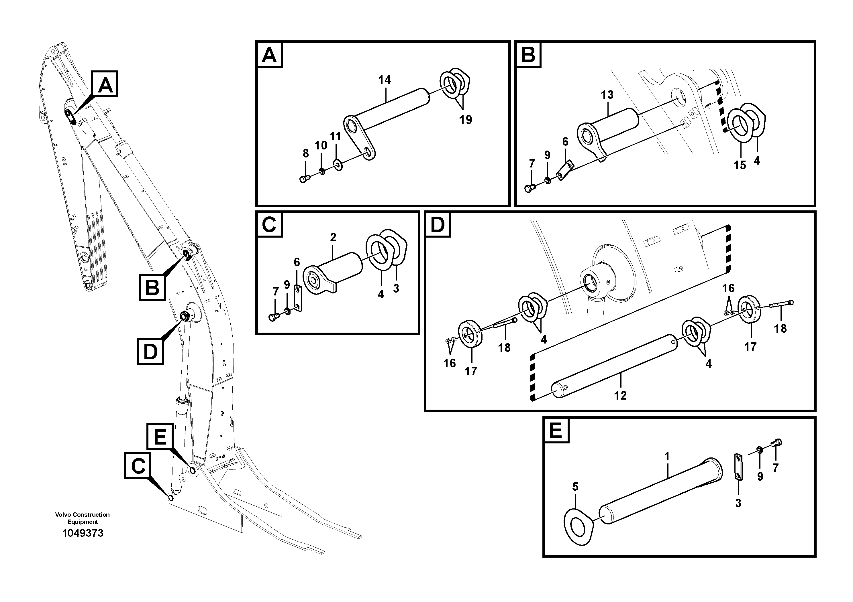 Схема запчастей Volvo EW145B - 62640 Links to boom EW145B PRIME S/N 15001-