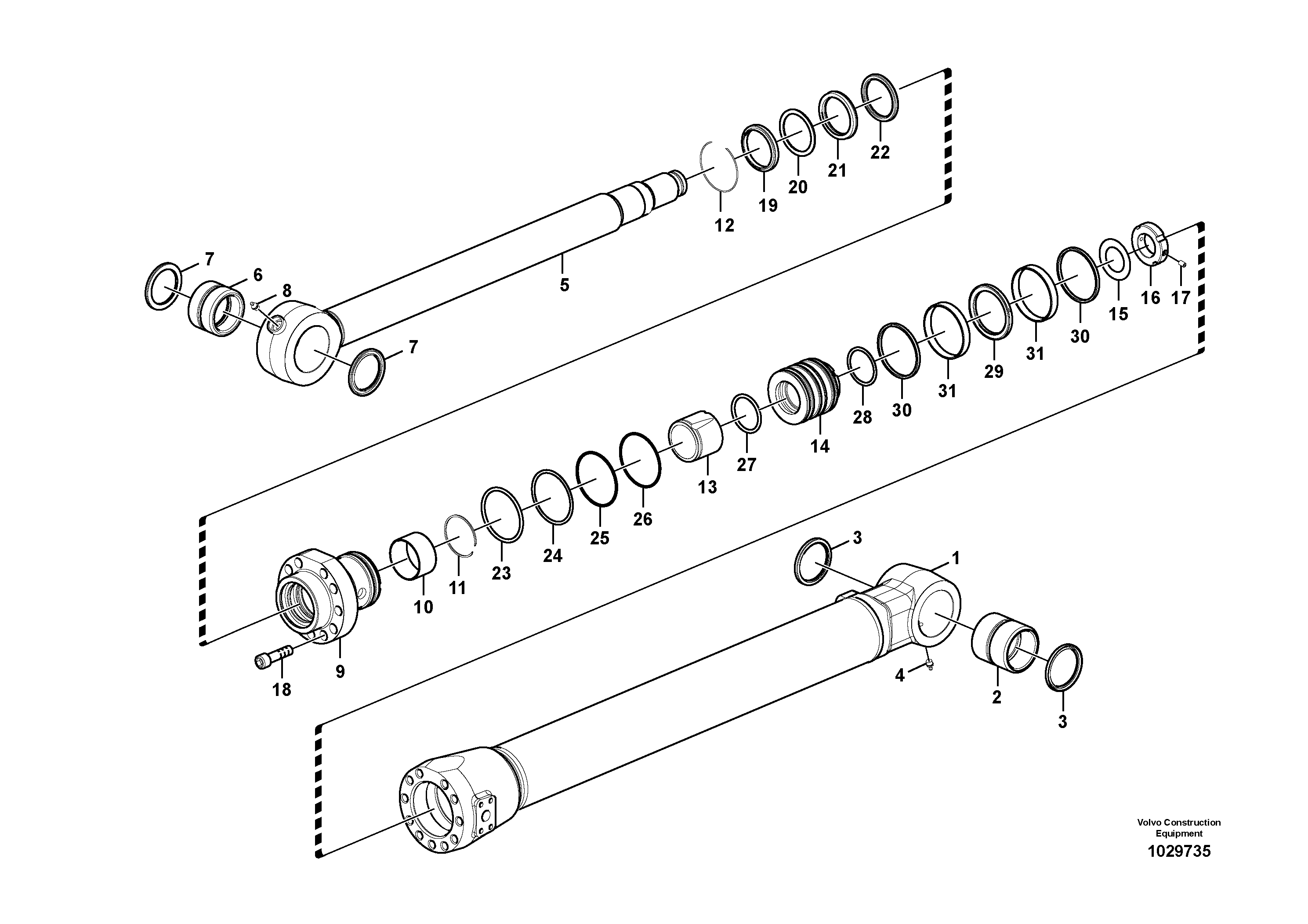 Схема запчастей Volvo EW145B - 103539 Цилиндр ковша EW145B PRIME S/N 15001-