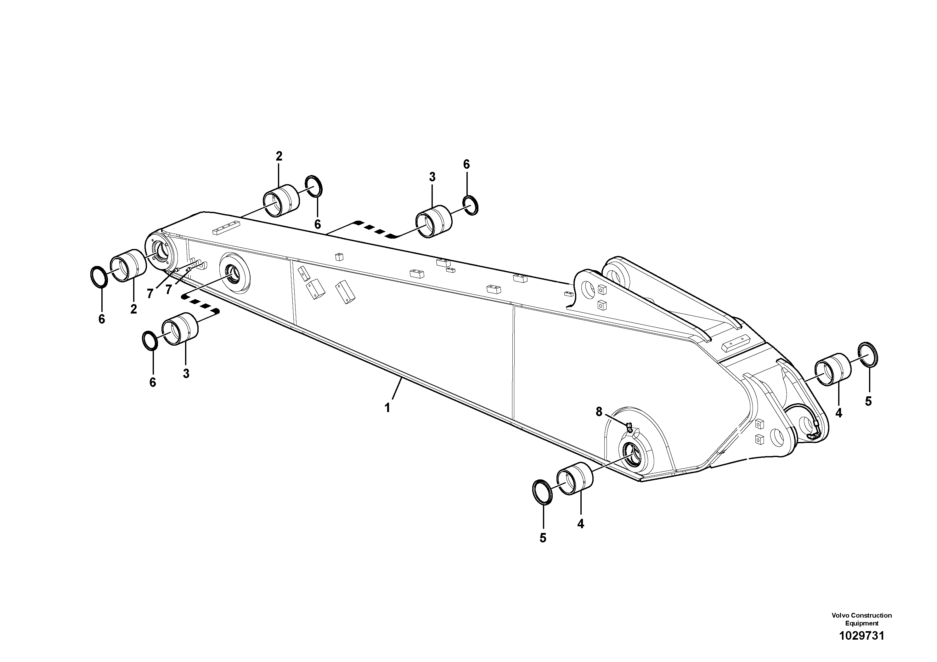 Схема запчастей Volvo EW145B - 98739 Dipper arm and grease piping with piping seat EW145B PRIME S/N 15001-